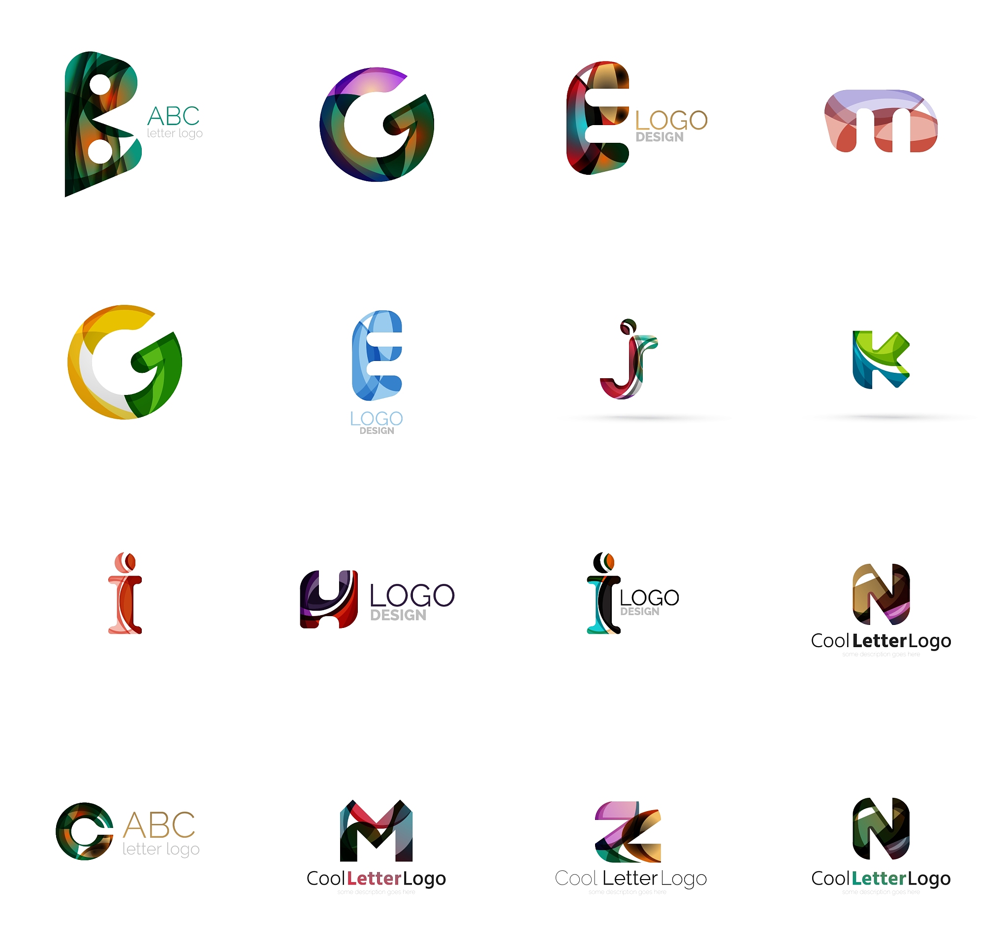 set of colorful abstract letter corporate logos