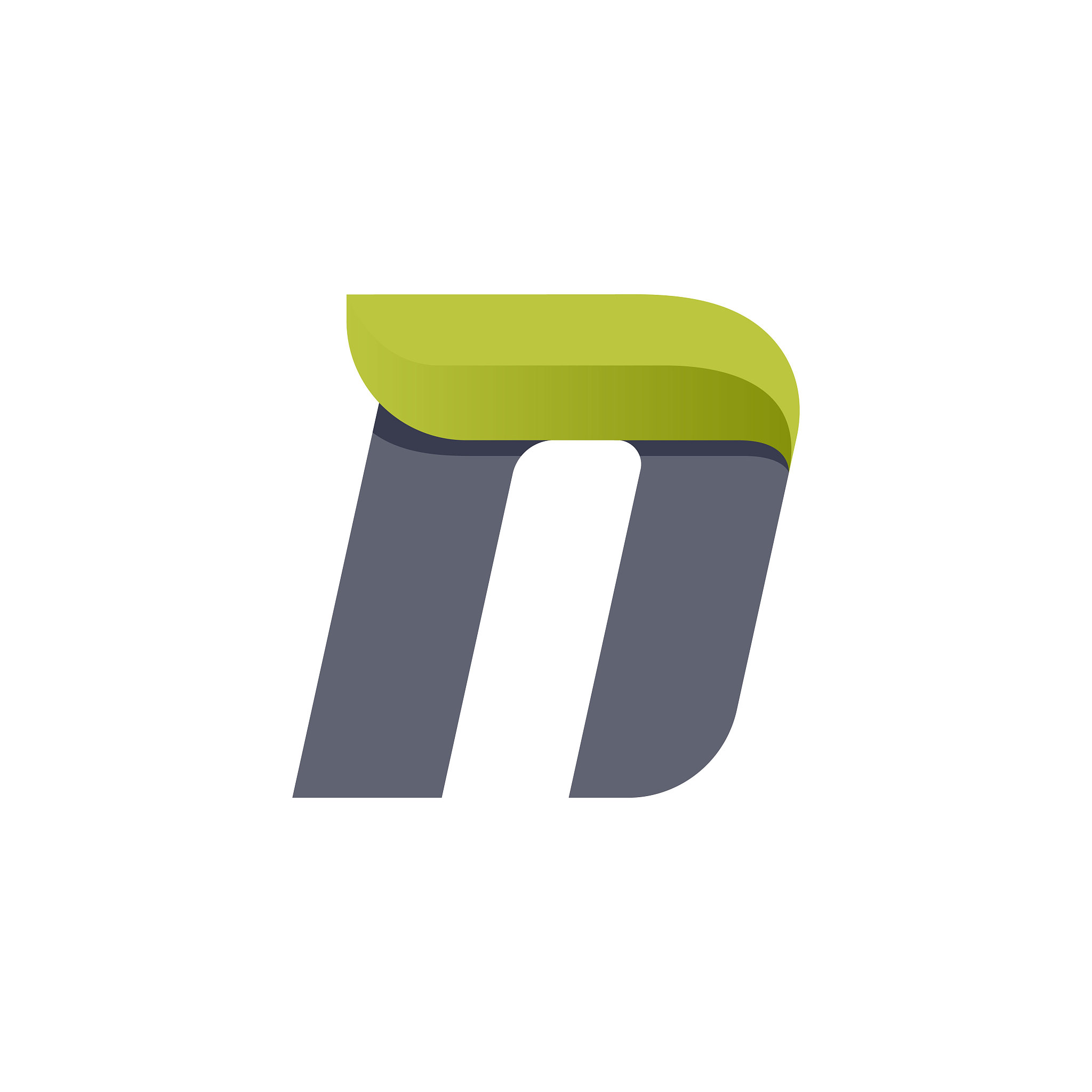 n letter eco logo with green leaf.