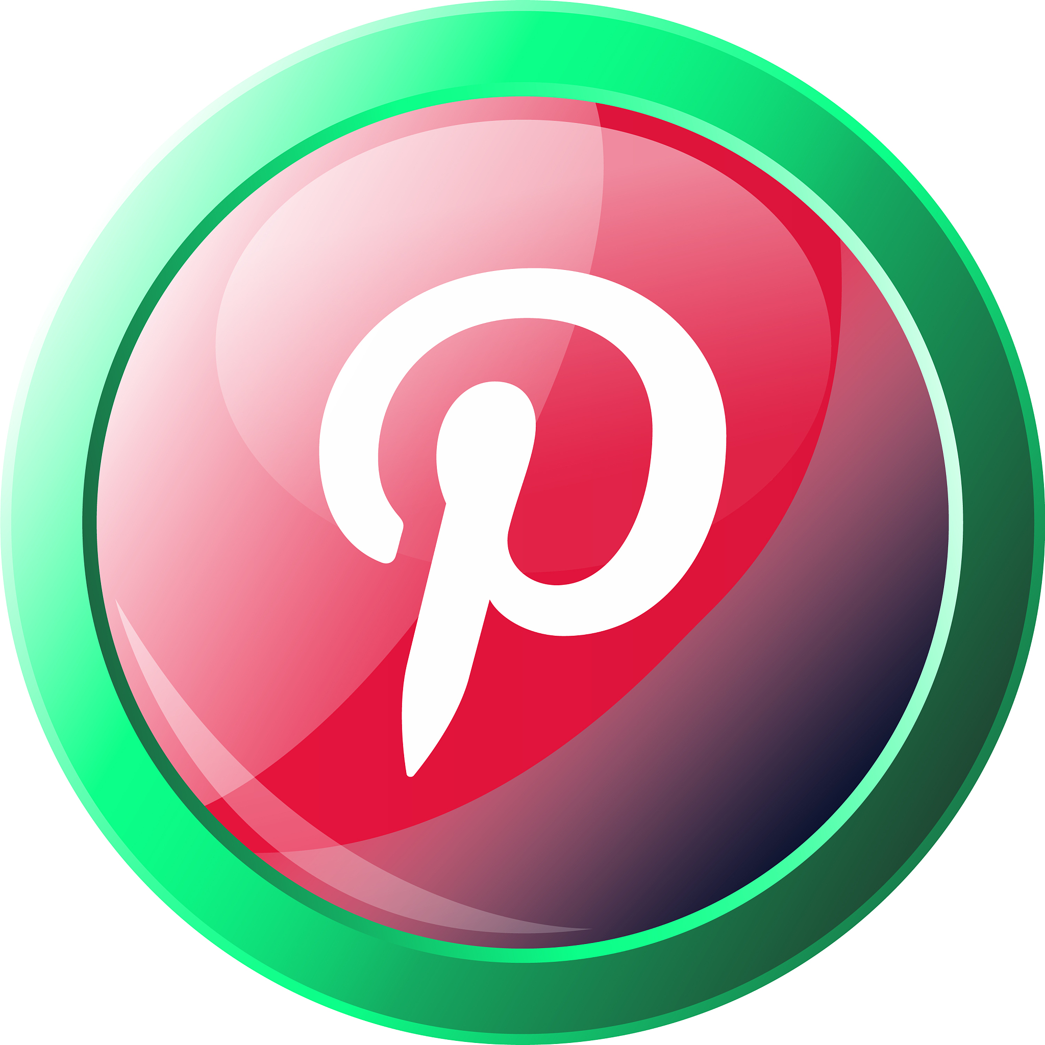 pinterest logo button with green round circle