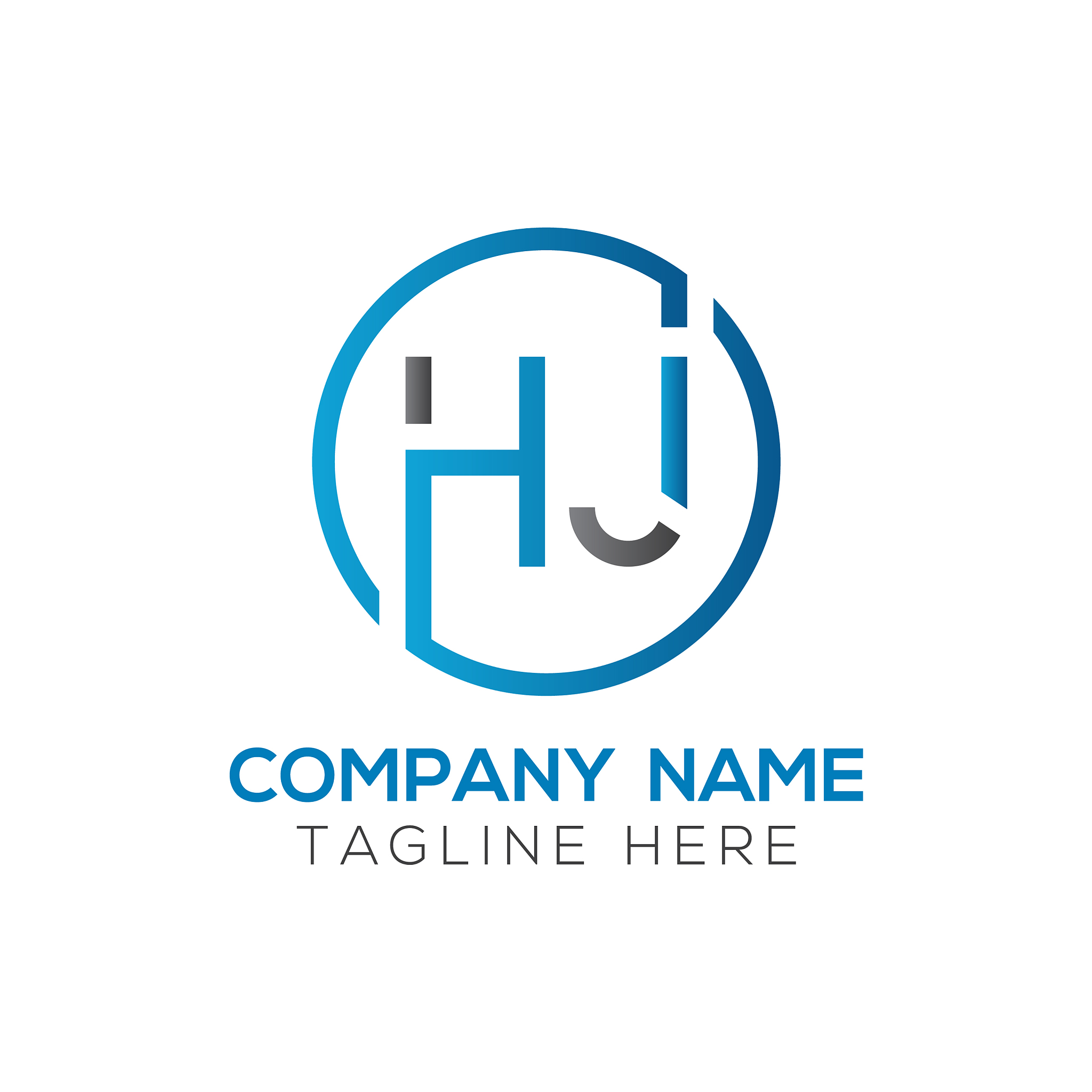 letter hj logo design linked template with blue