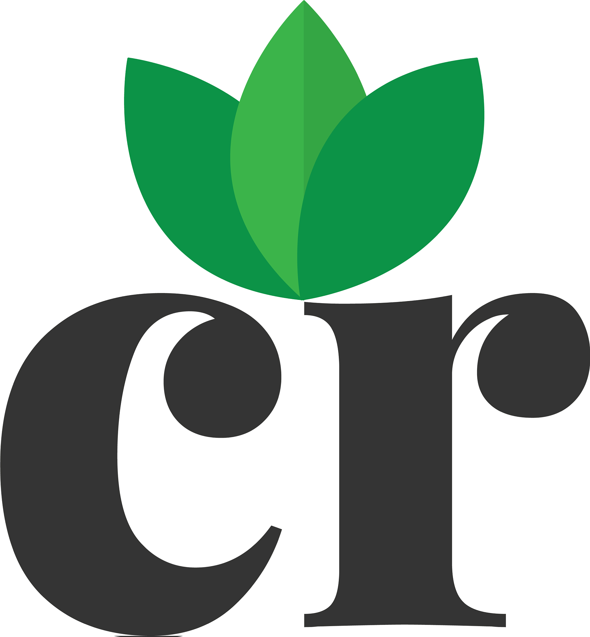 initial letter cr green leaf logo design template