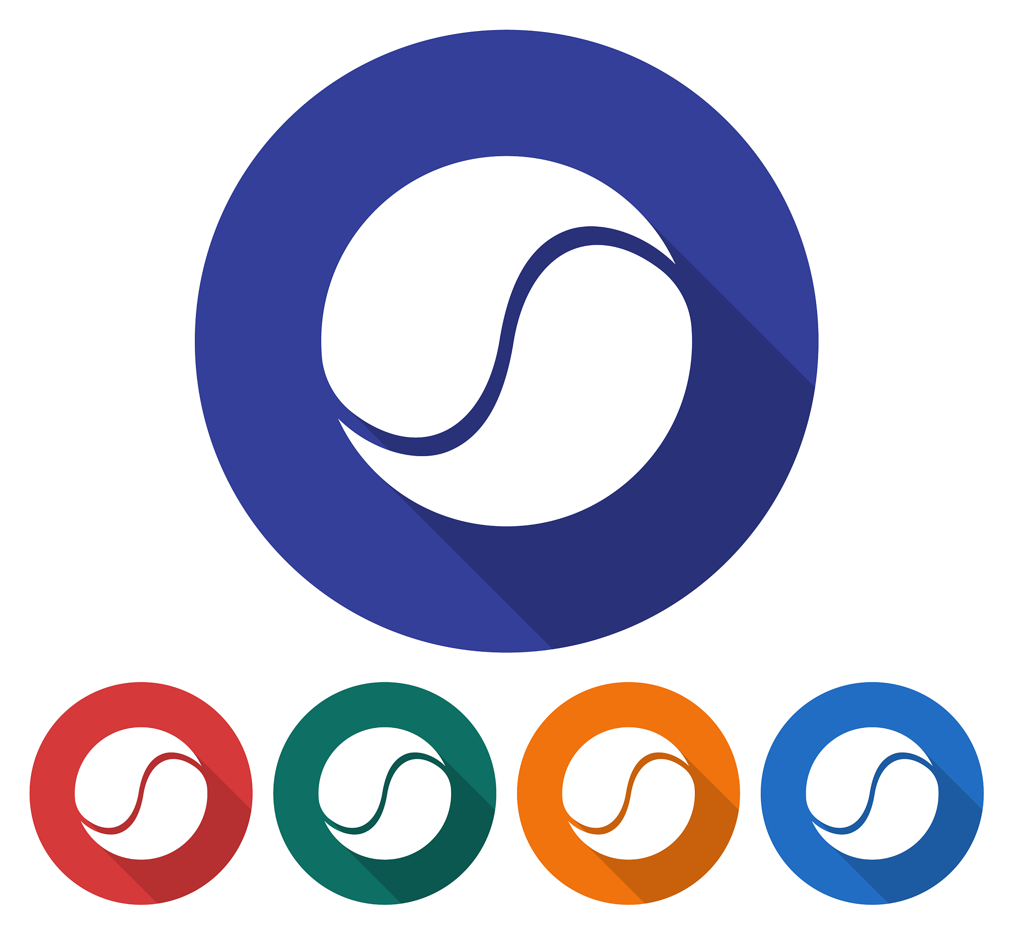 round icon of tennis ball flat style with long