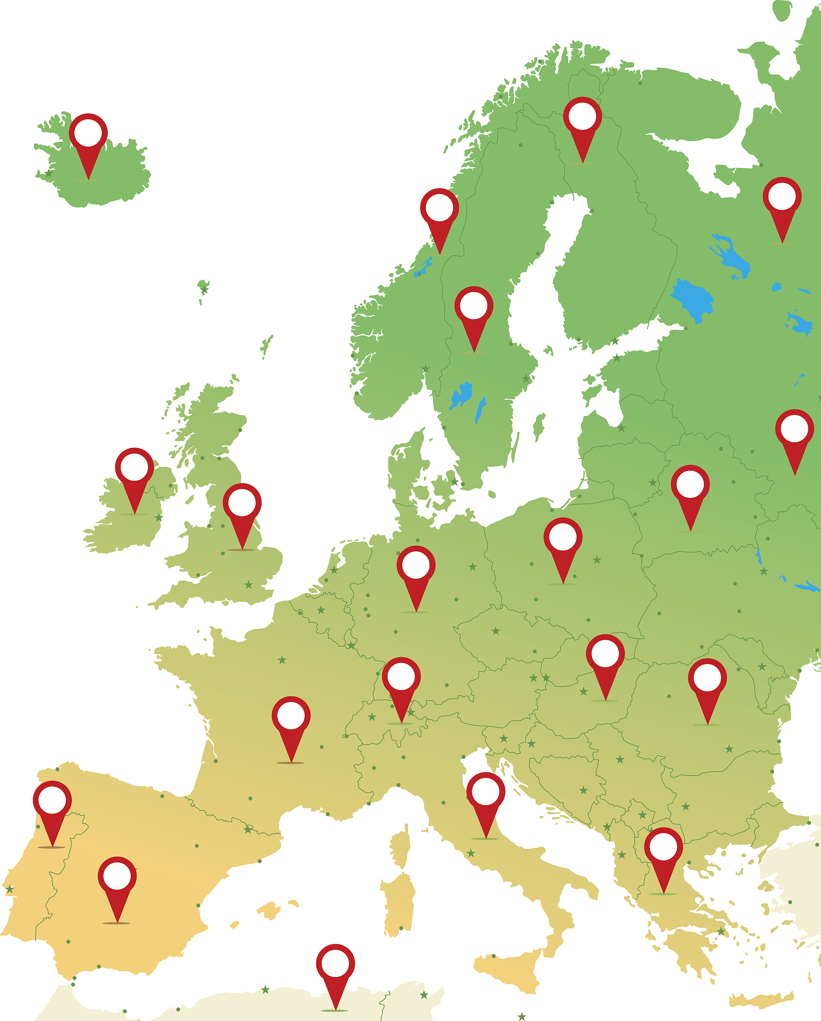 cartoon map of europe