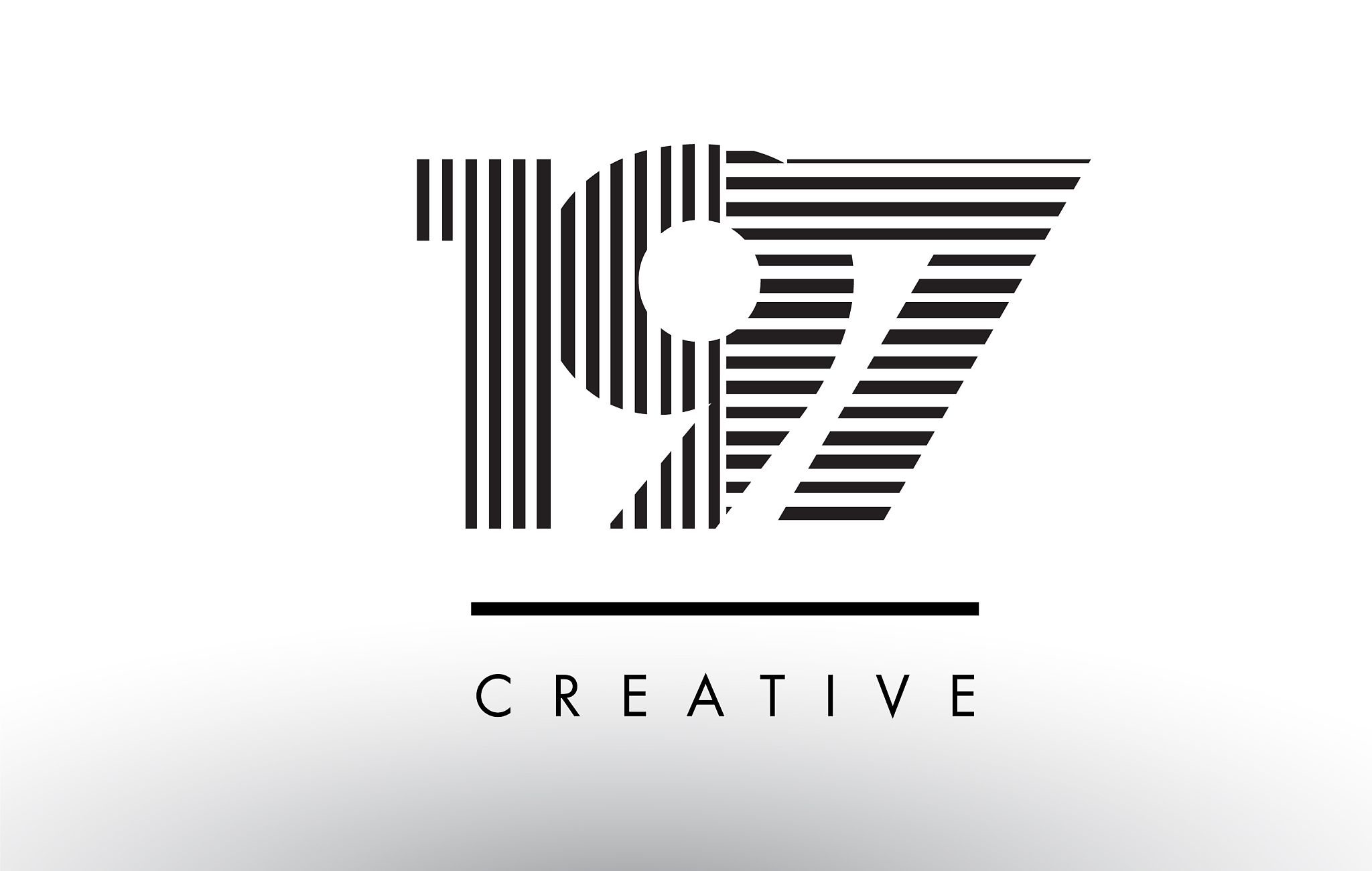 197 black and white lines number logo design
