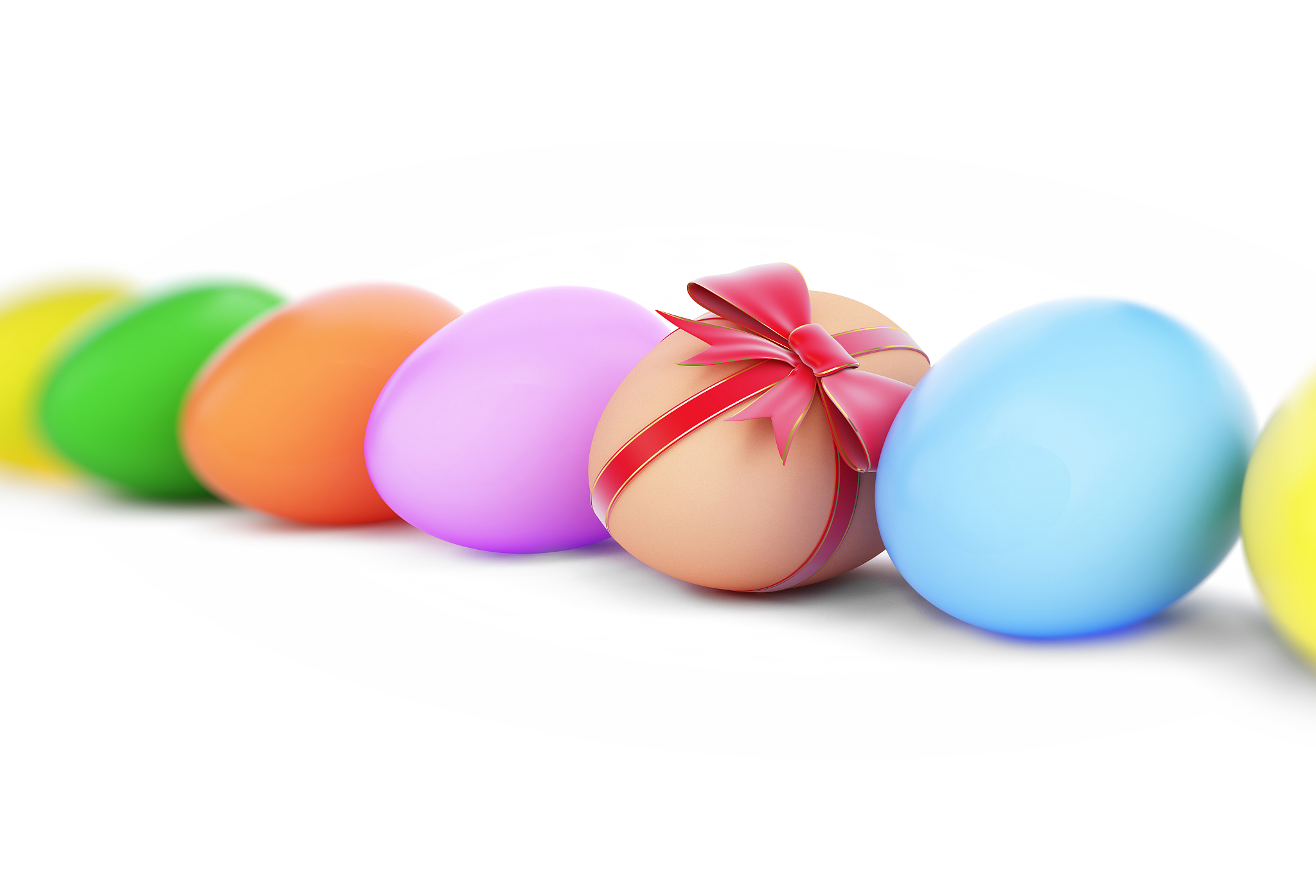 easter egg with bow on a white background 3d illustration, 3d re