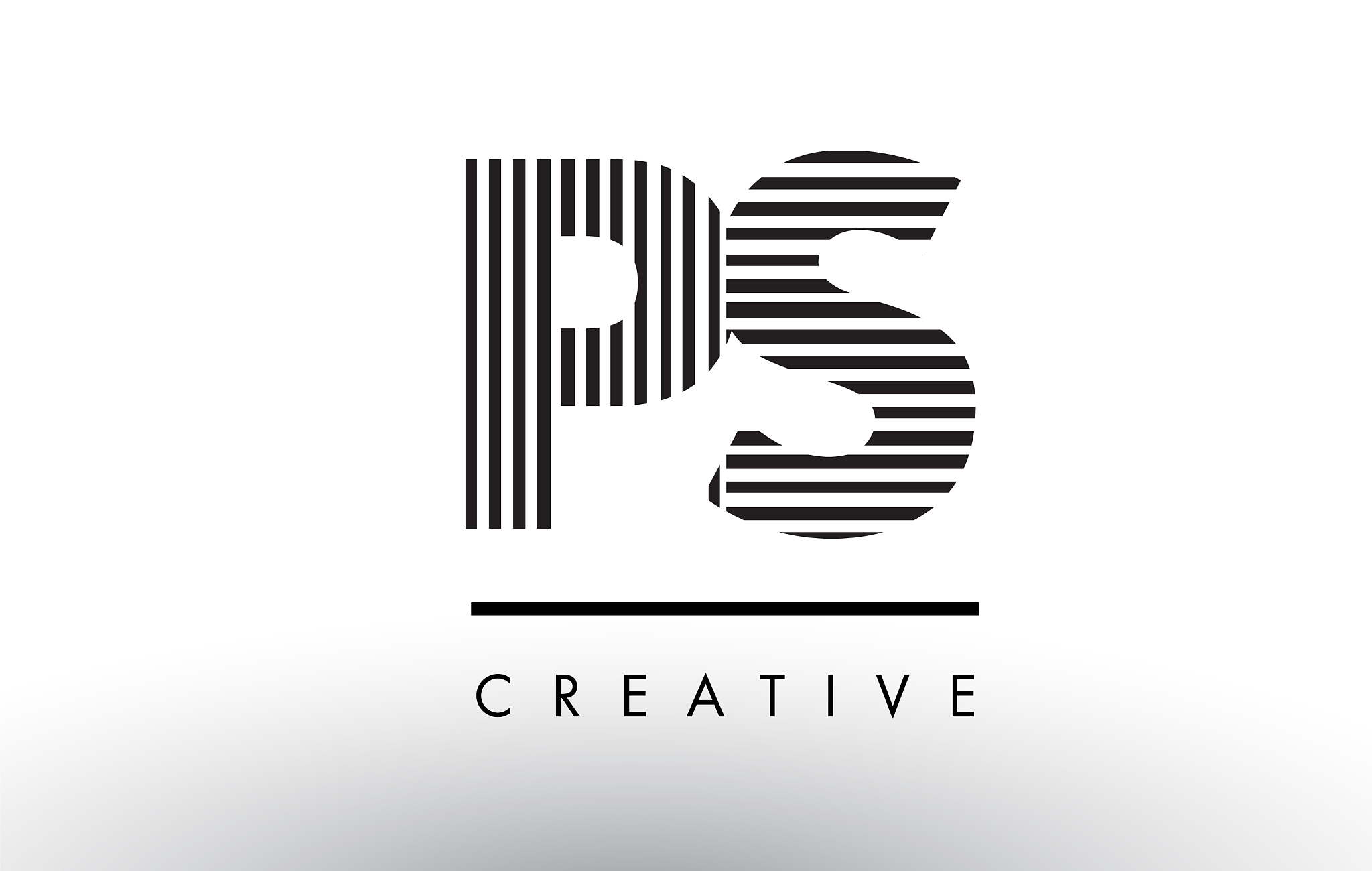 ps p s black and white lines letter logo design