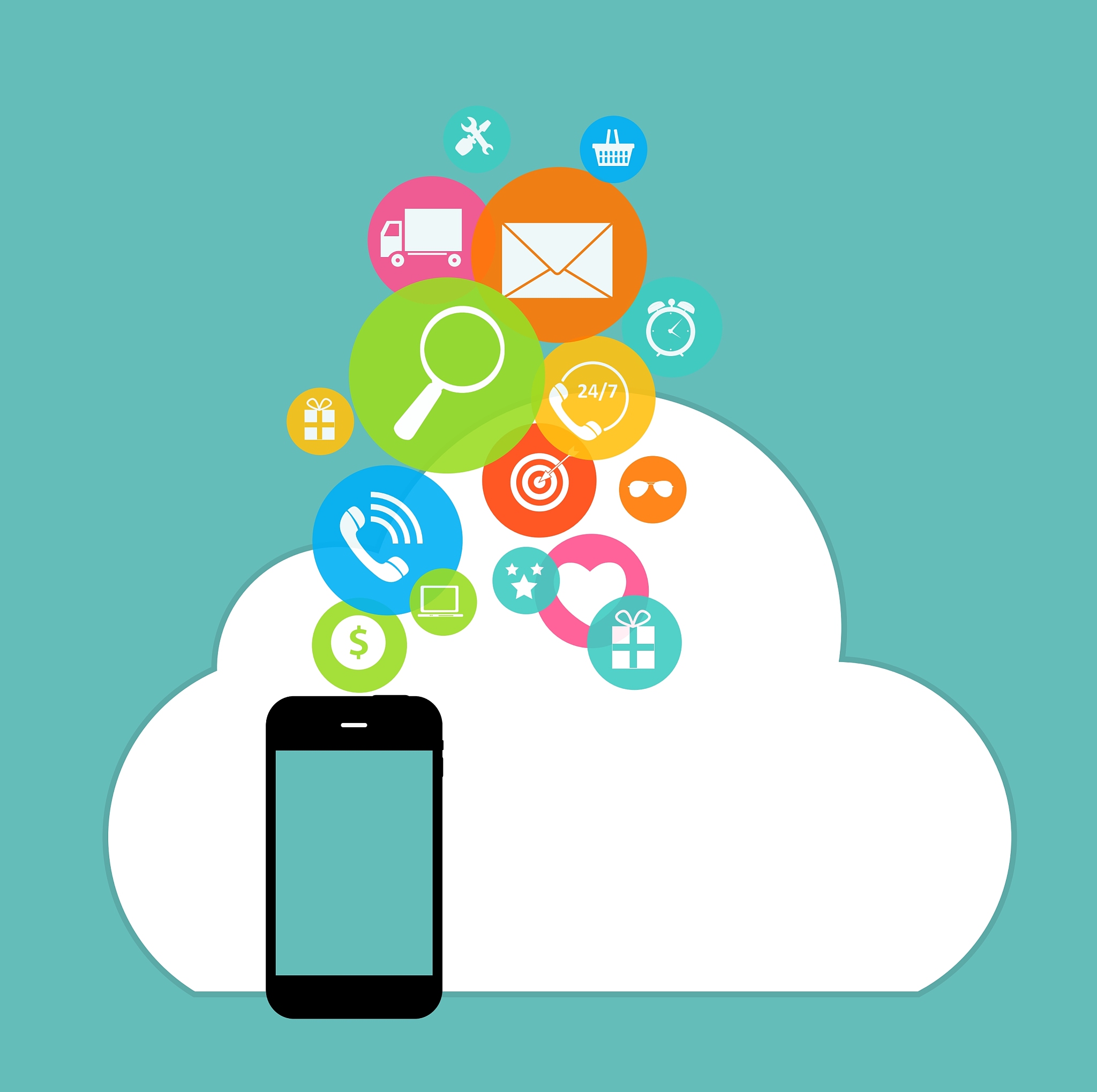 cloud computing concept on different electronic