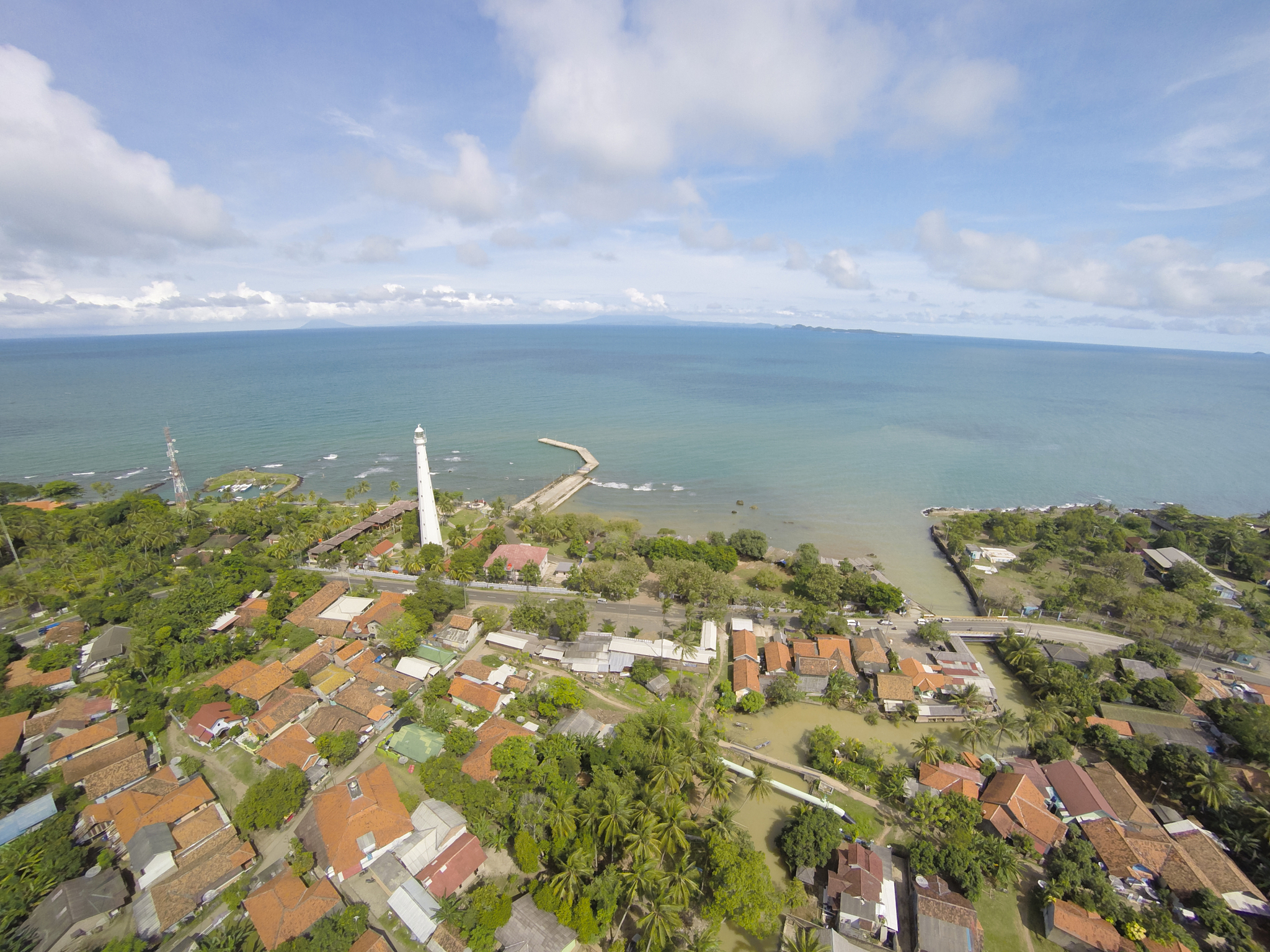 cikoneng lighthouse in anyer and the cikoneng river, indonesia, 