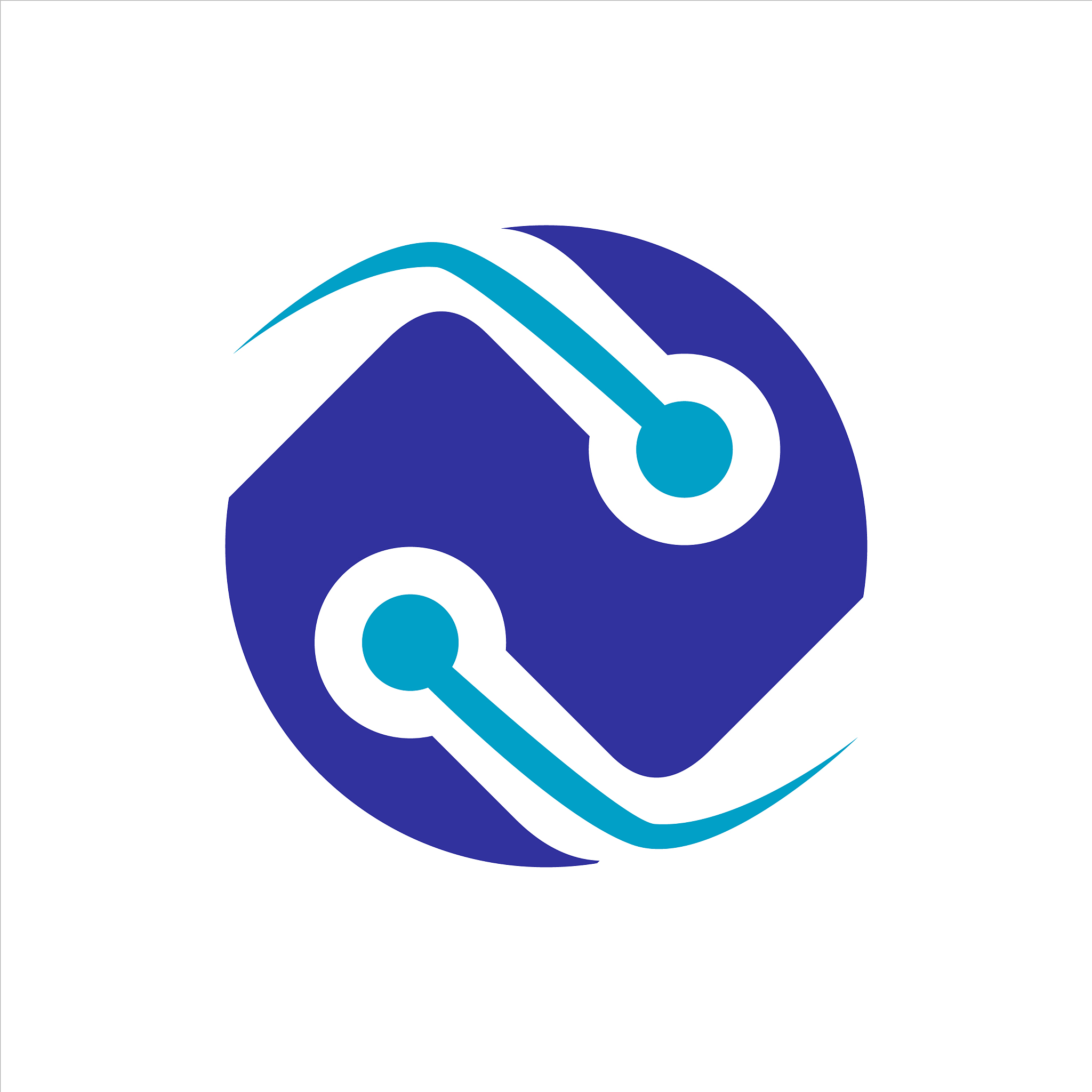 connected circle tech technology logo design