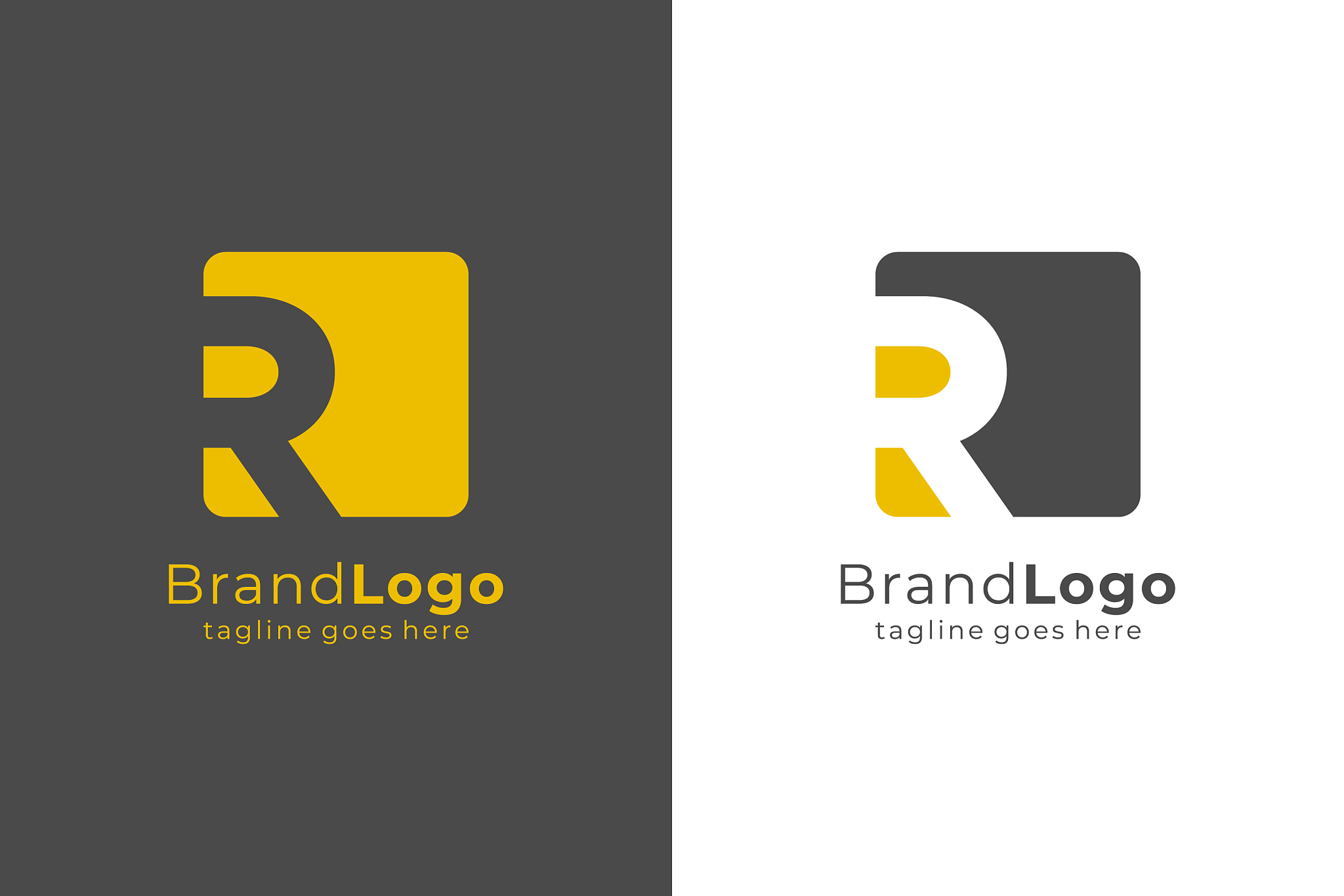 letter r square rounded logo design template
