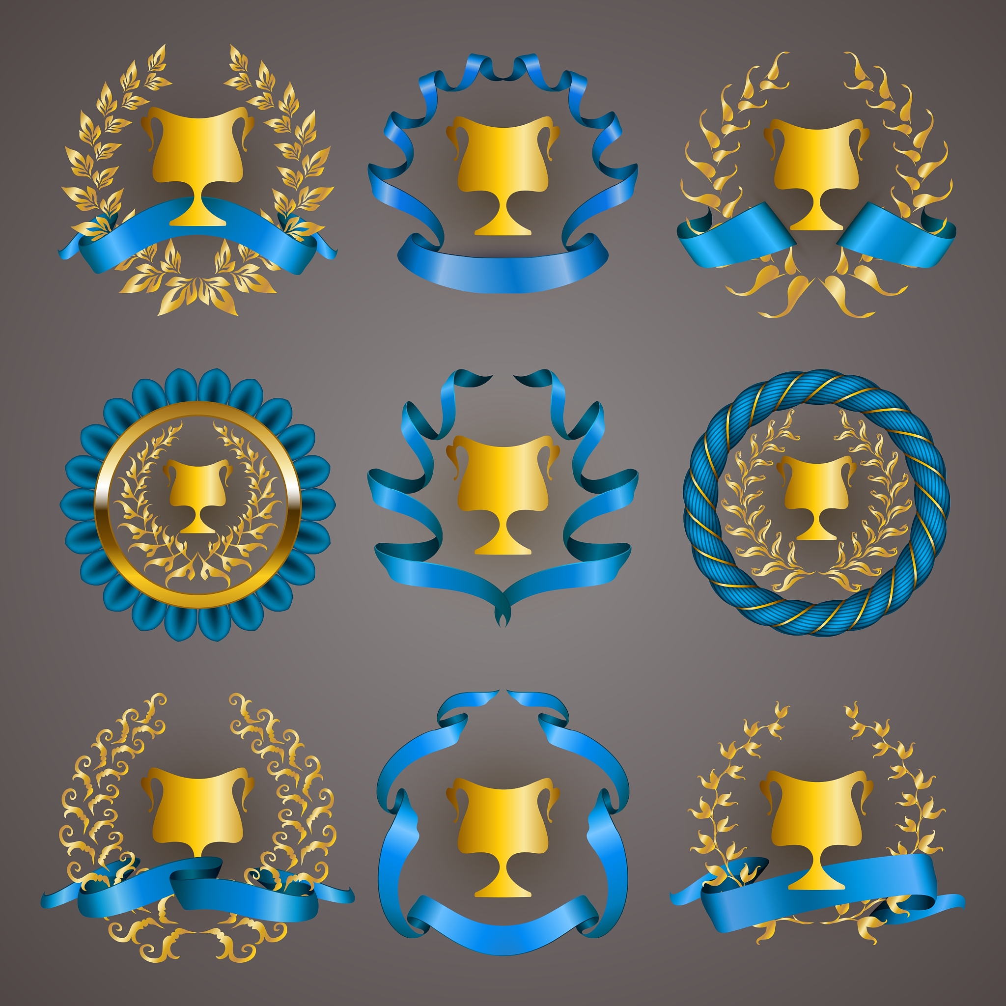 set of luxury gold cups
