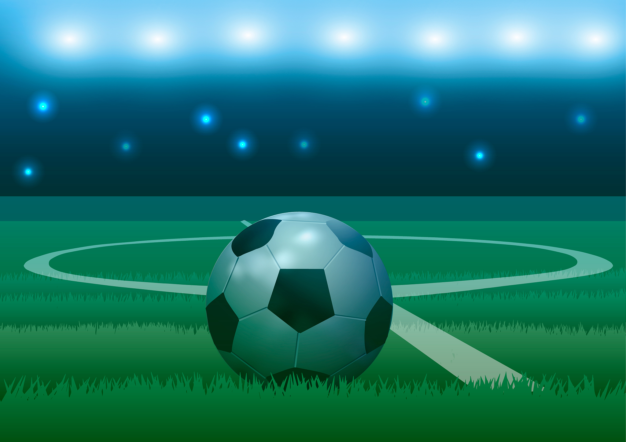 soccer ball on a football background.