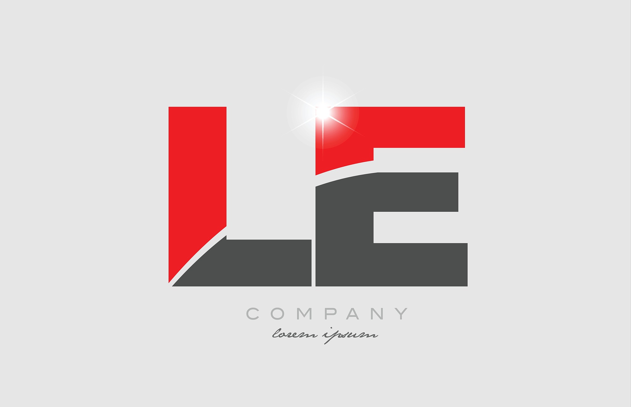 combination letter le l e in grey red color alphabet for logo ic