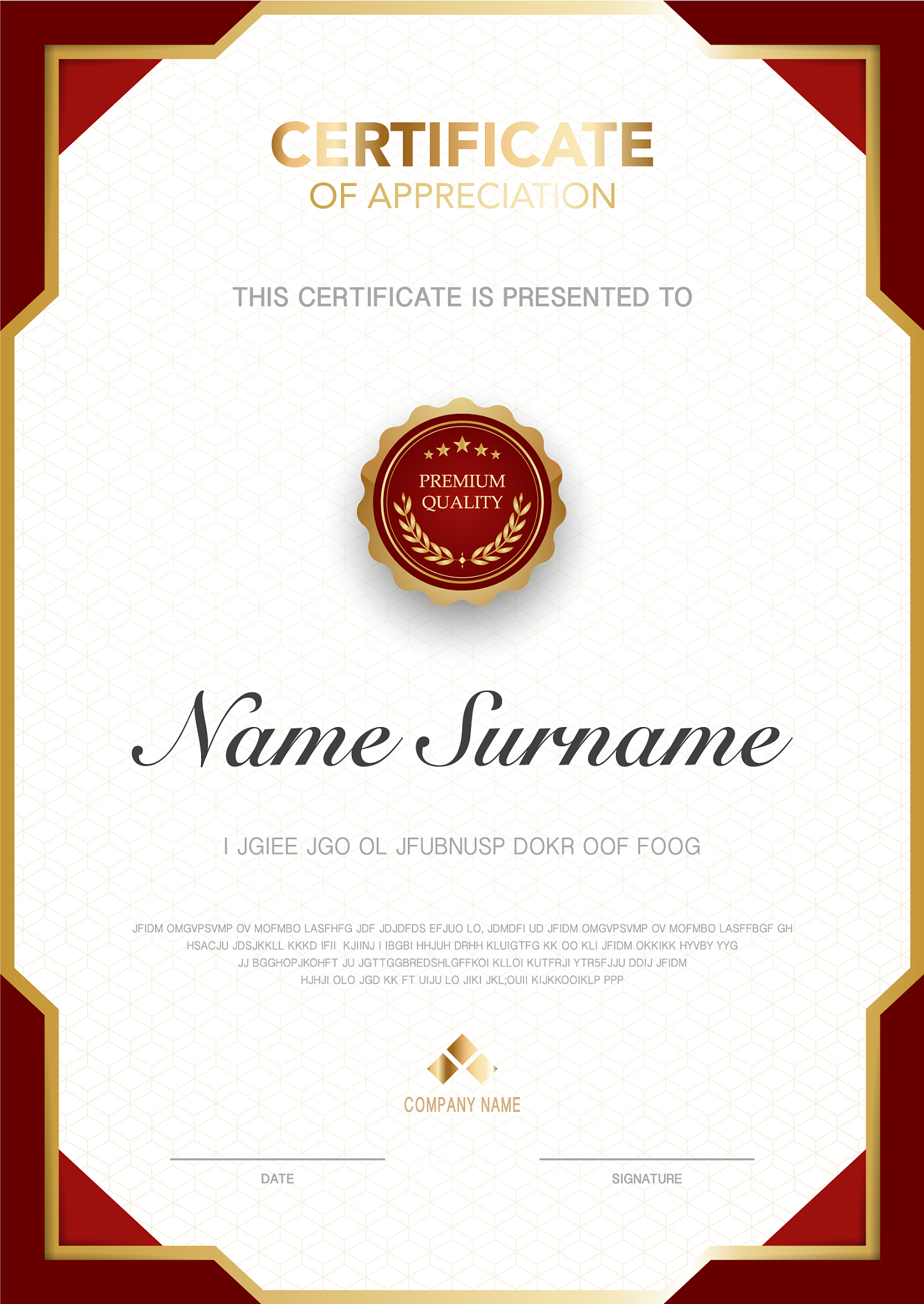 diploma certificate template red and gold color