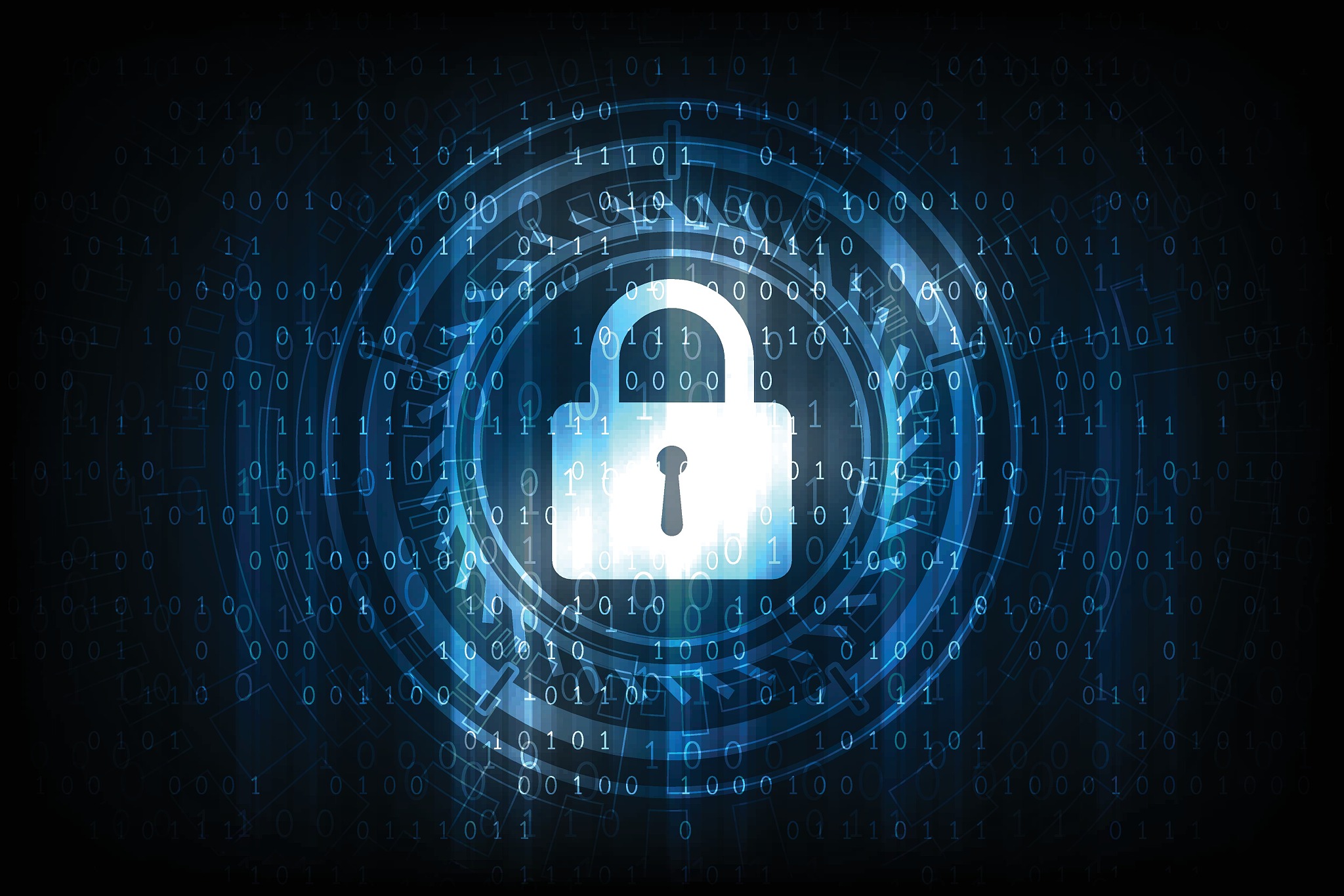 key in security concept on dark blue background.