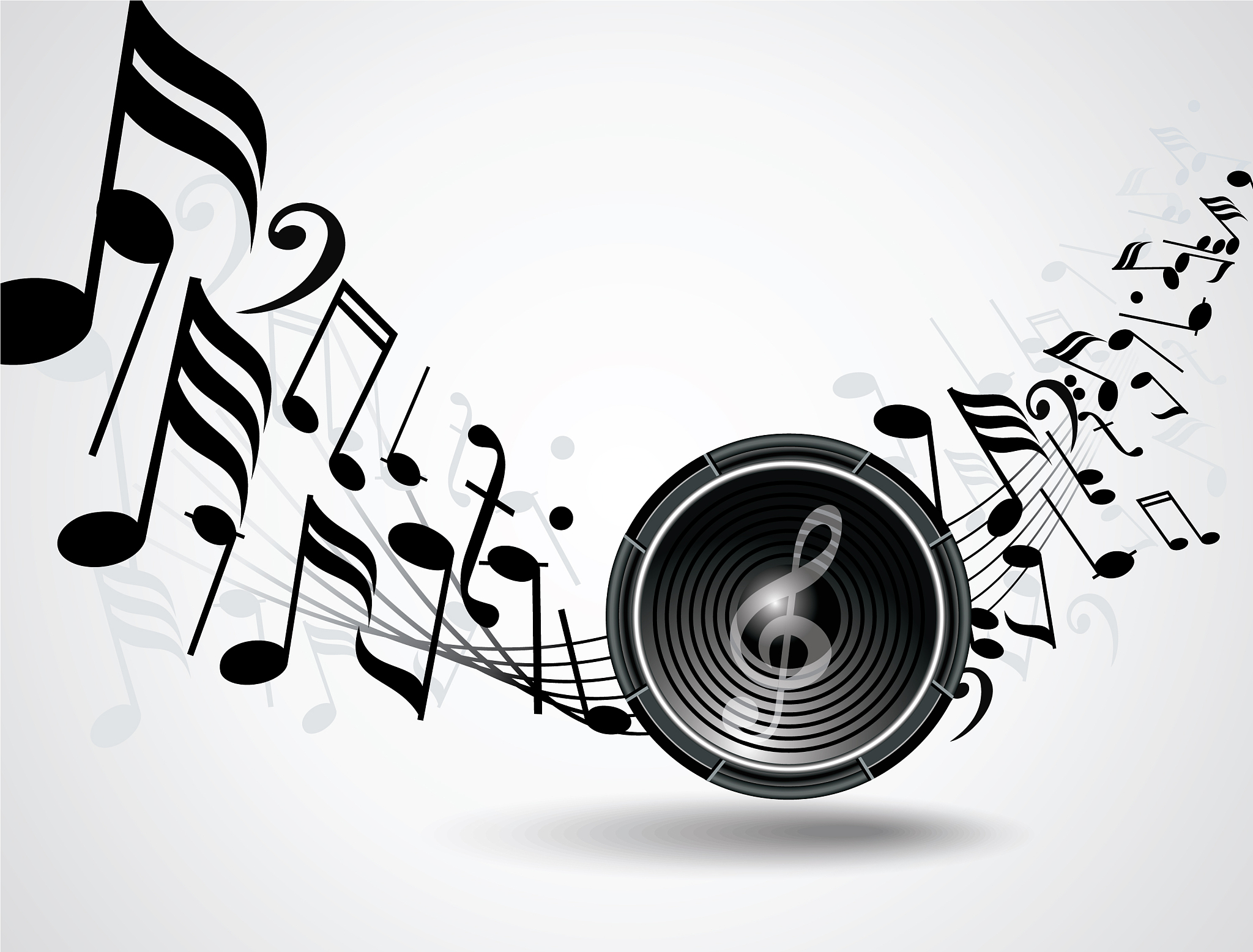 background with audio speake and music notes