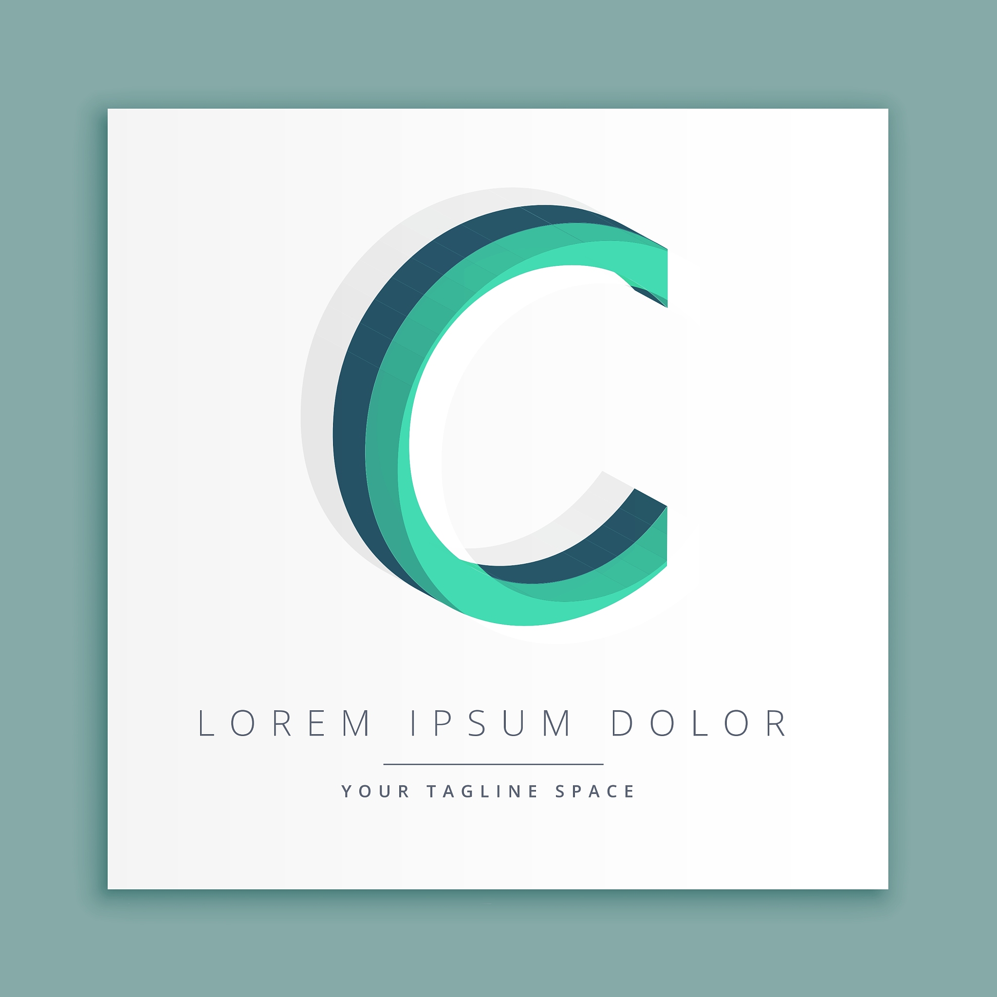 3d abstract style logo with letter c
