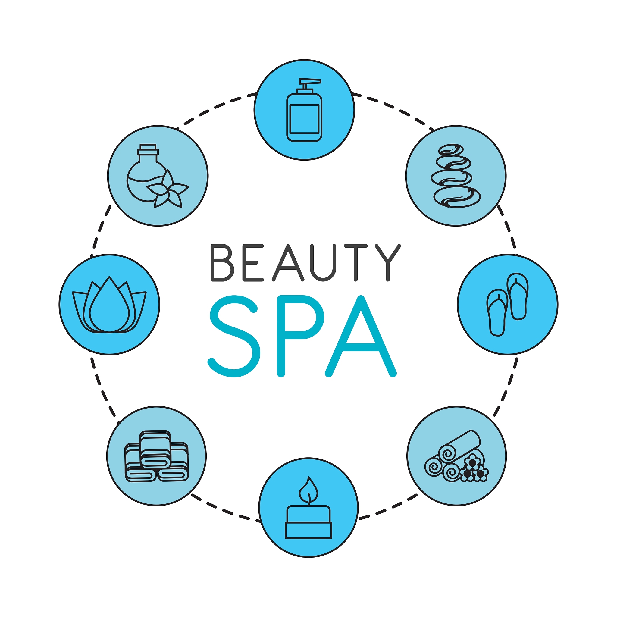 beauty spa set flat icons
