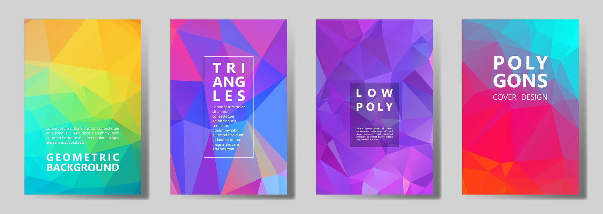 facet polygonal abstract cover pages low poly set