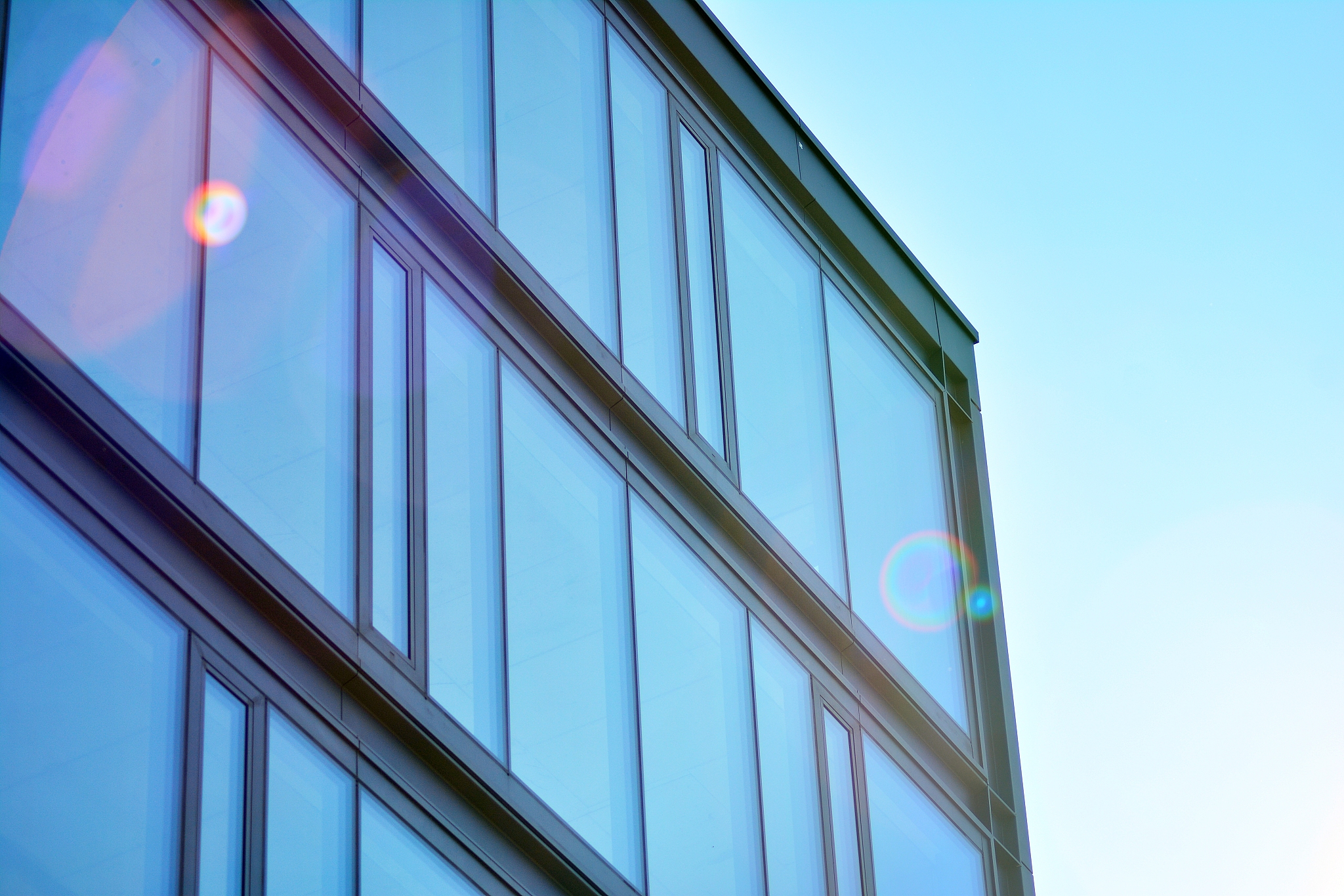 glass curtain wall of modern office building
