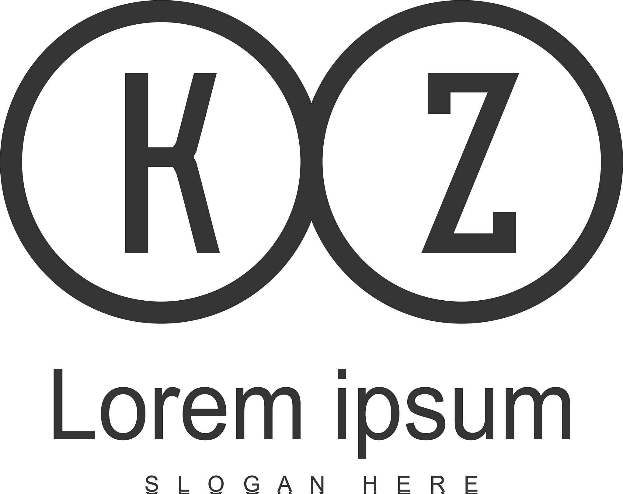 initial kz logo template with modern frame
