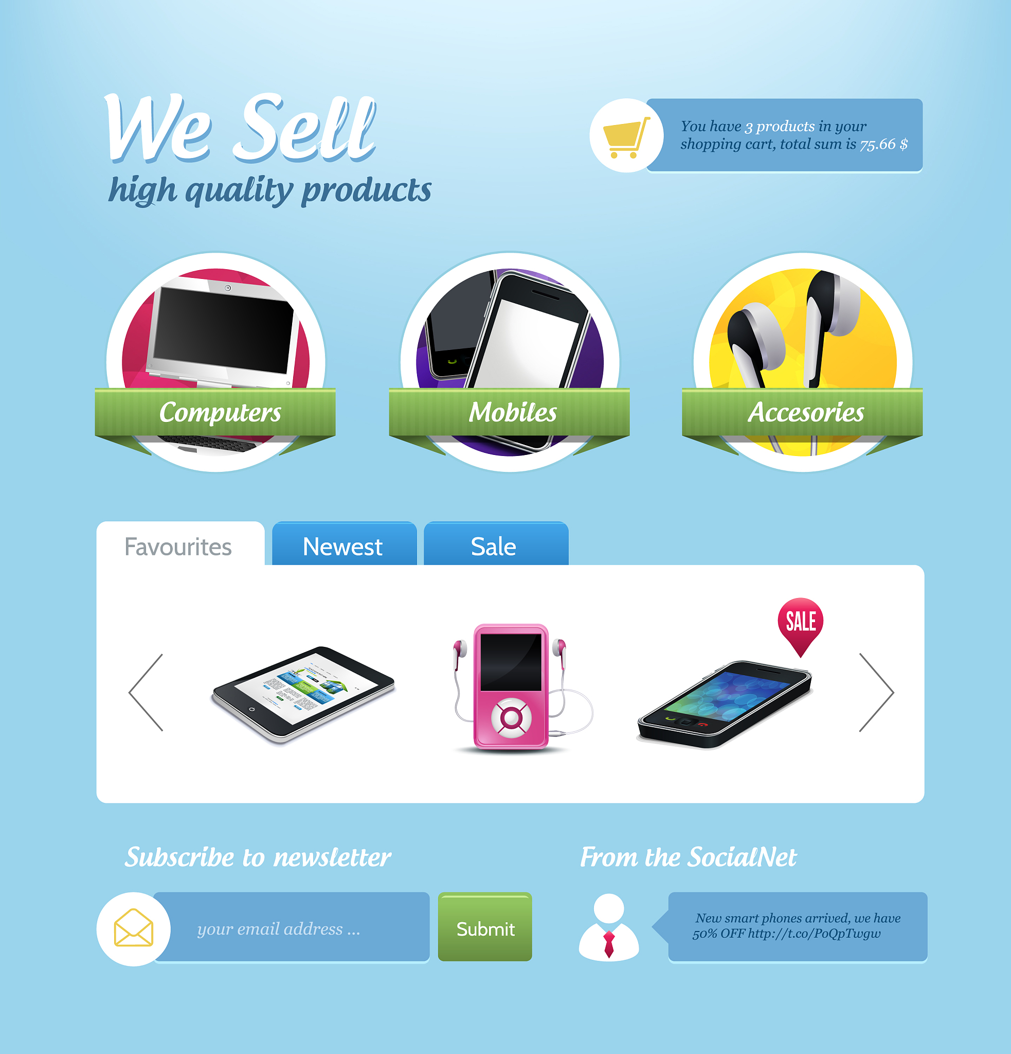 mini e-commerce website template