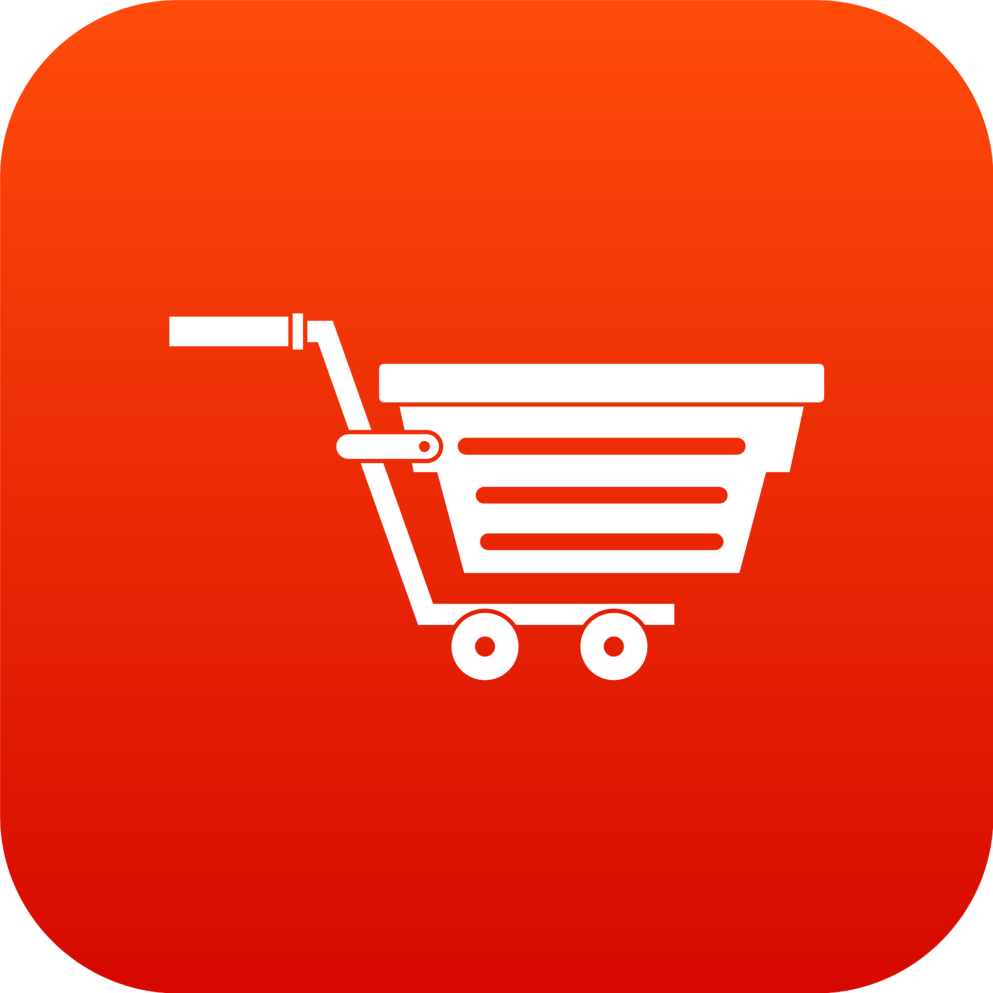 shopping basket on wheels icon digital red