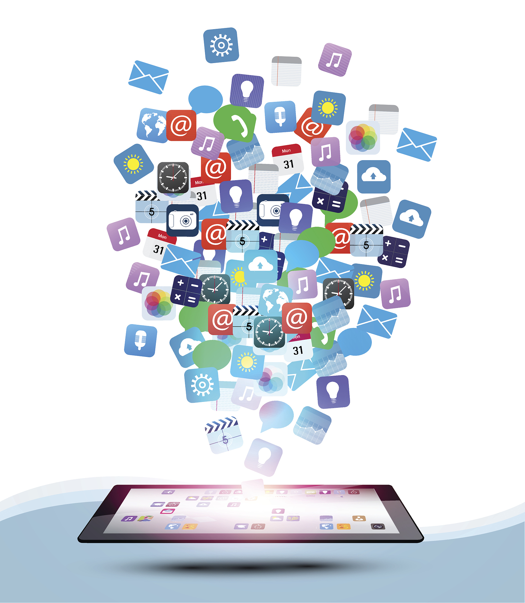 vector design tablet computer with application icon