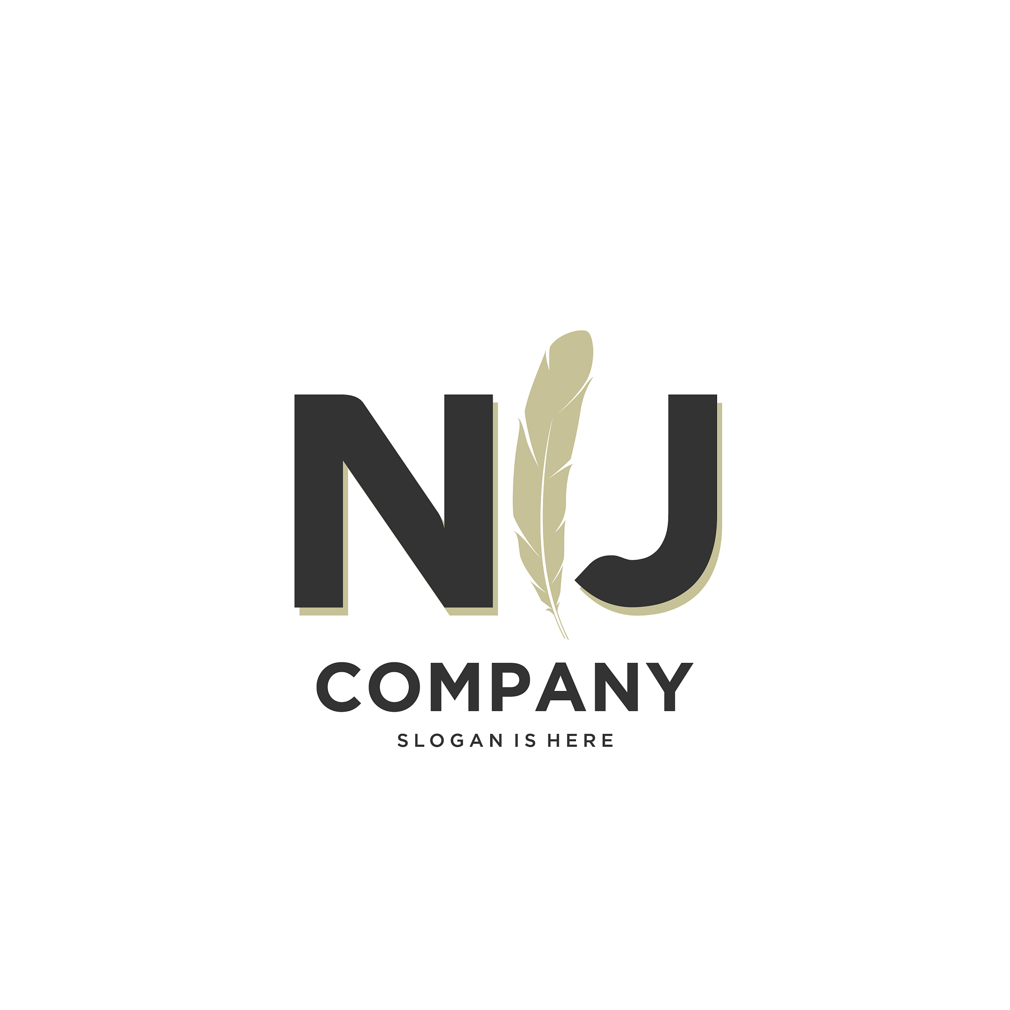 initial nj letter unique attractive creative