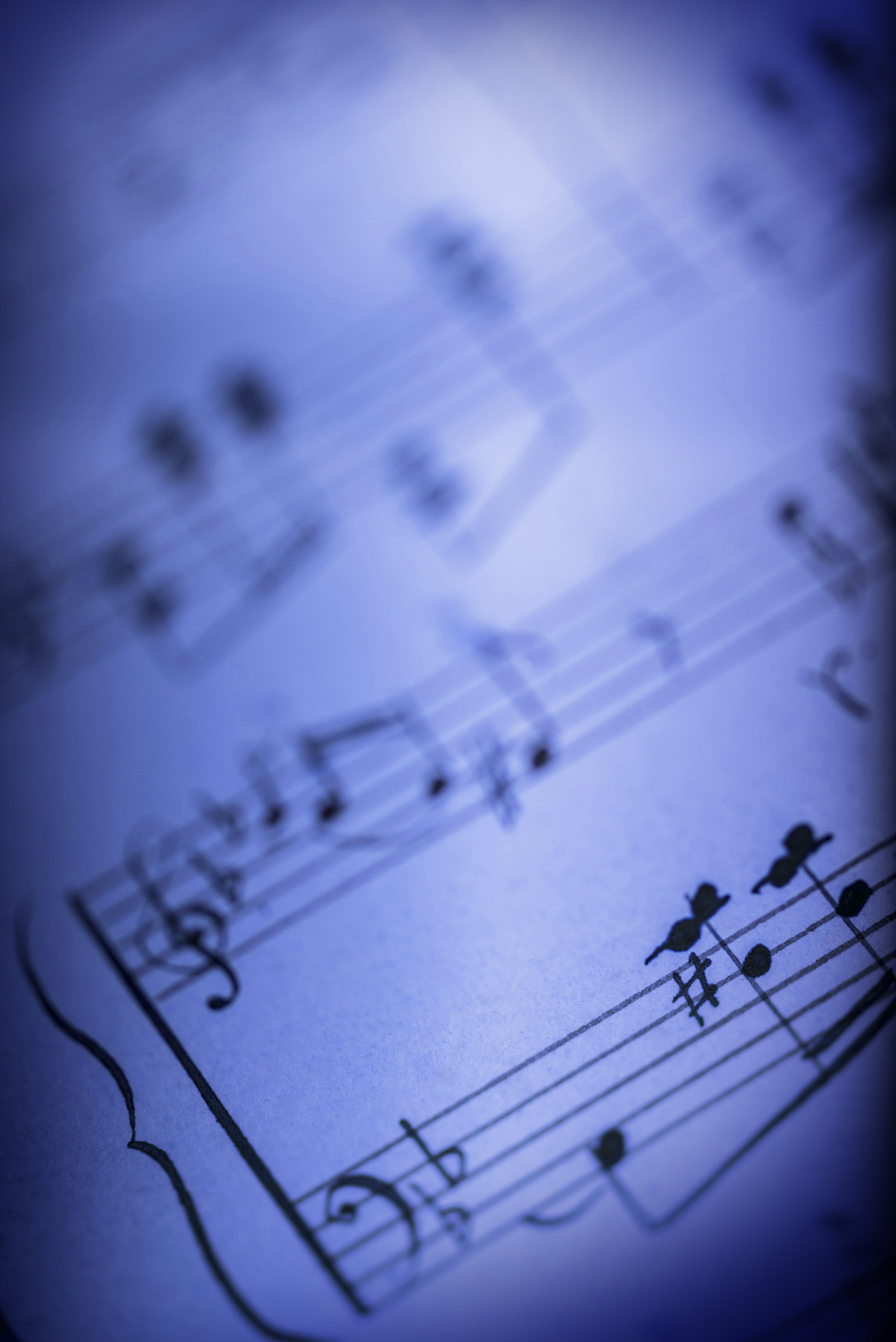 music notes on blue