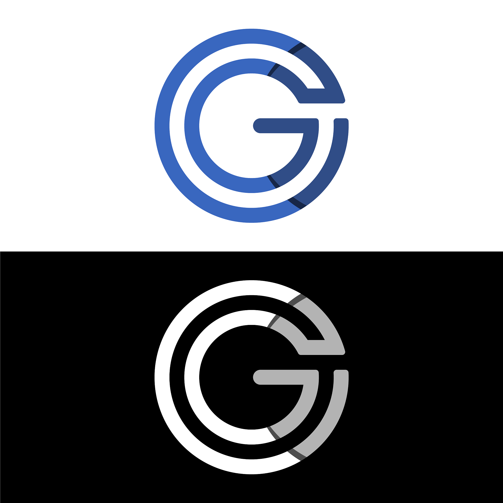 initial letter gc or cg logo template with shadow