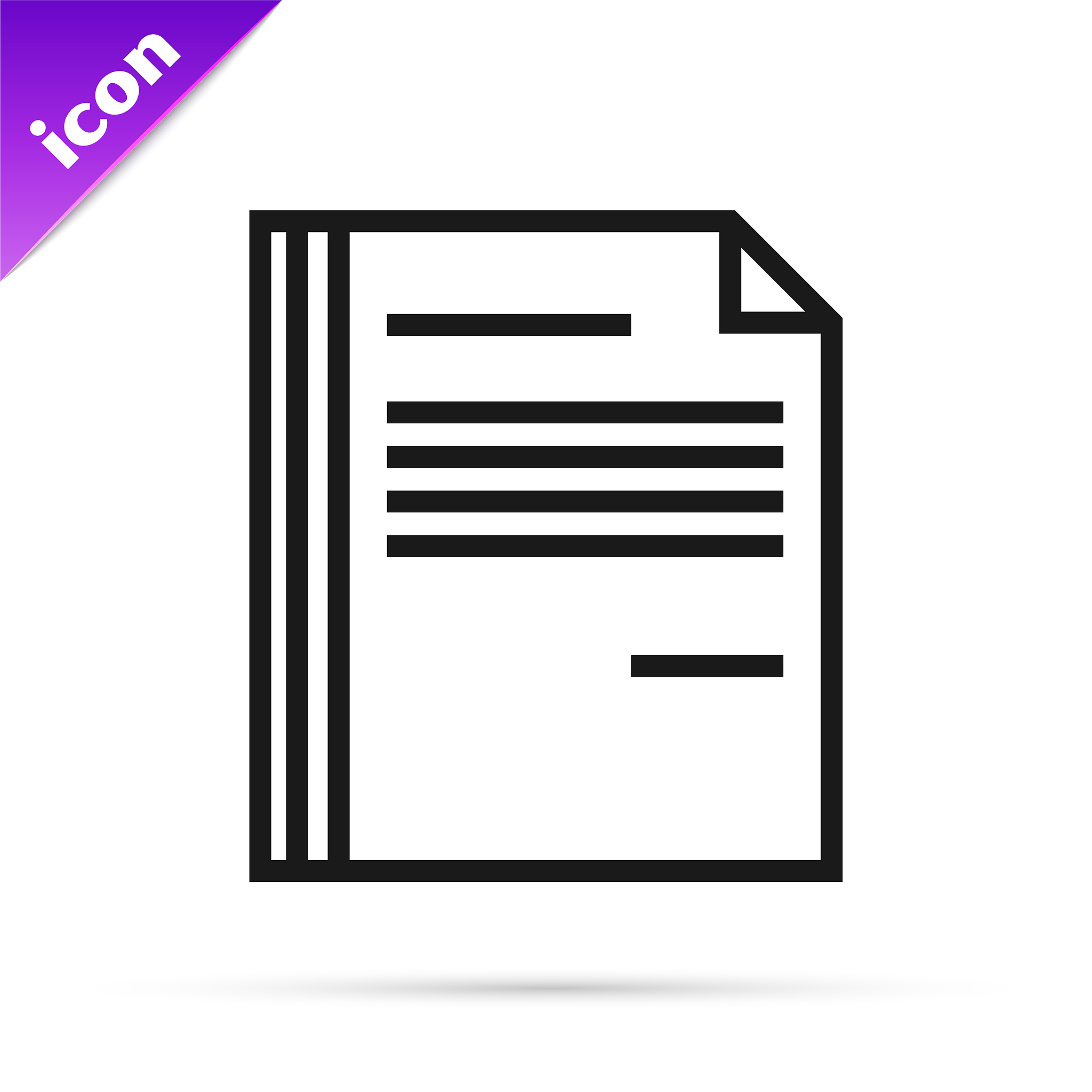 black line file document icon isolated on white