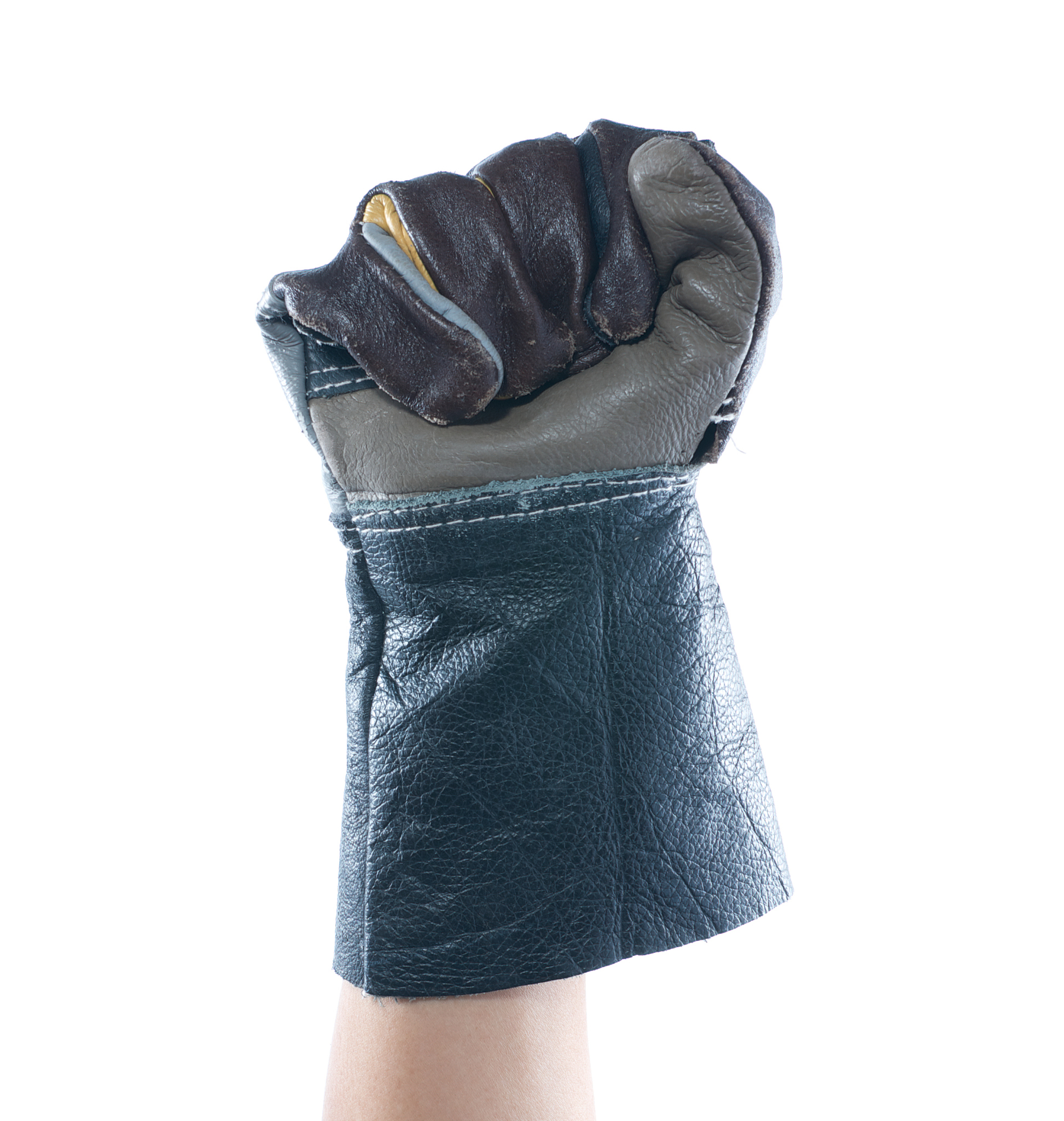 hand wearing construction glove