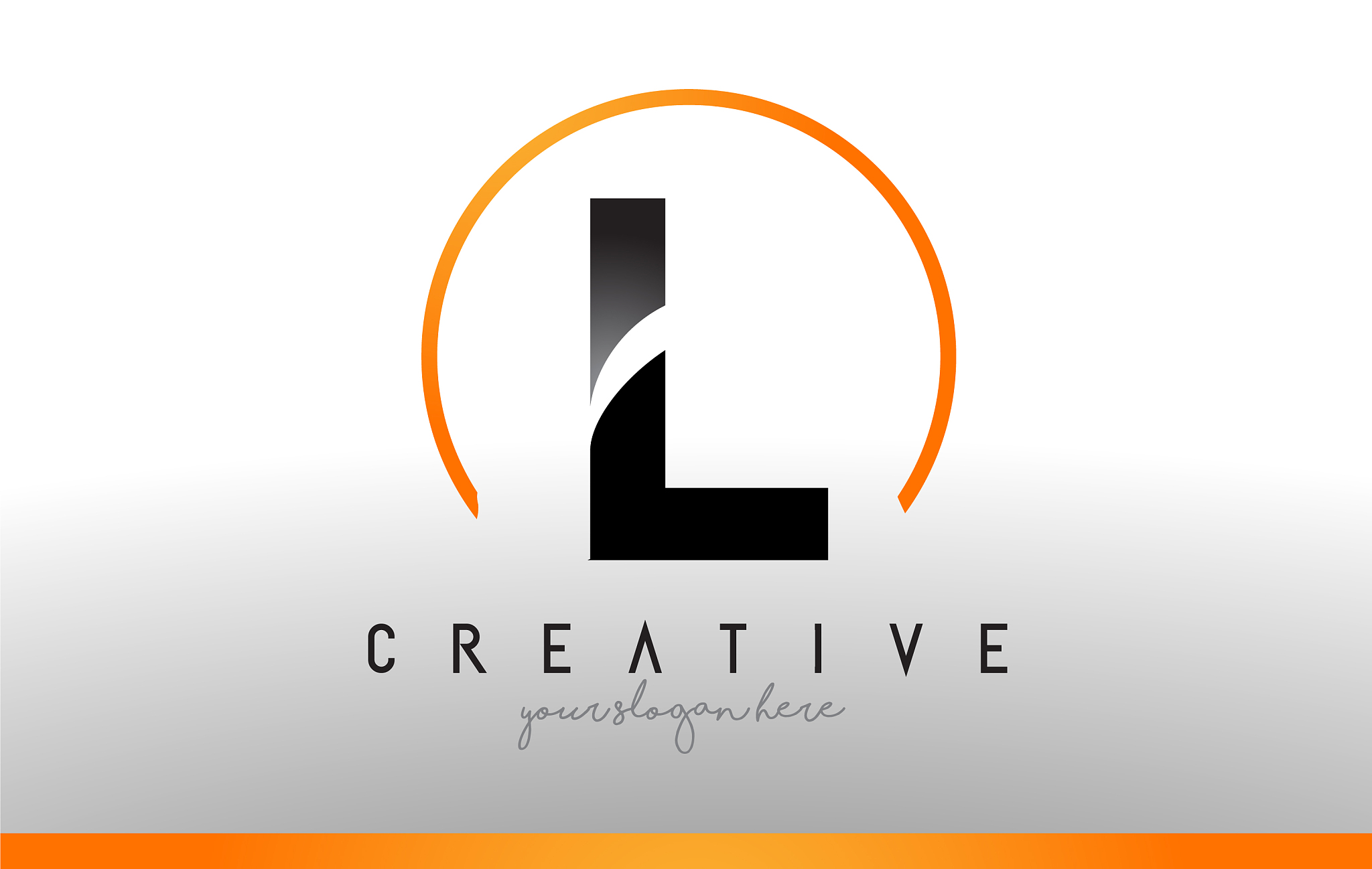 l letter logo design with black orange color cool
