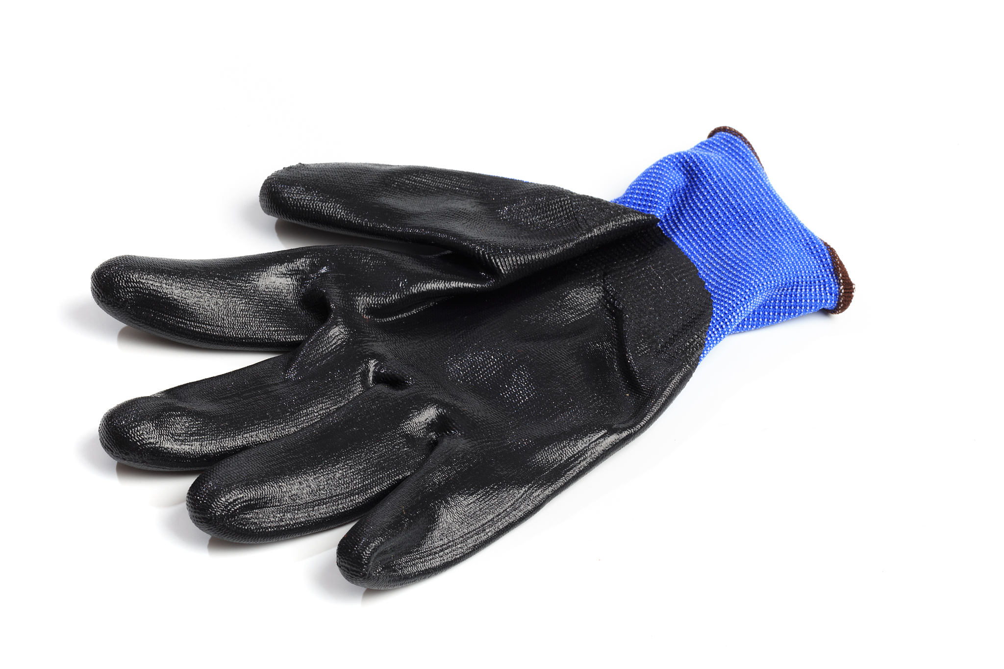 blue leather work gloves isolated on white background"n