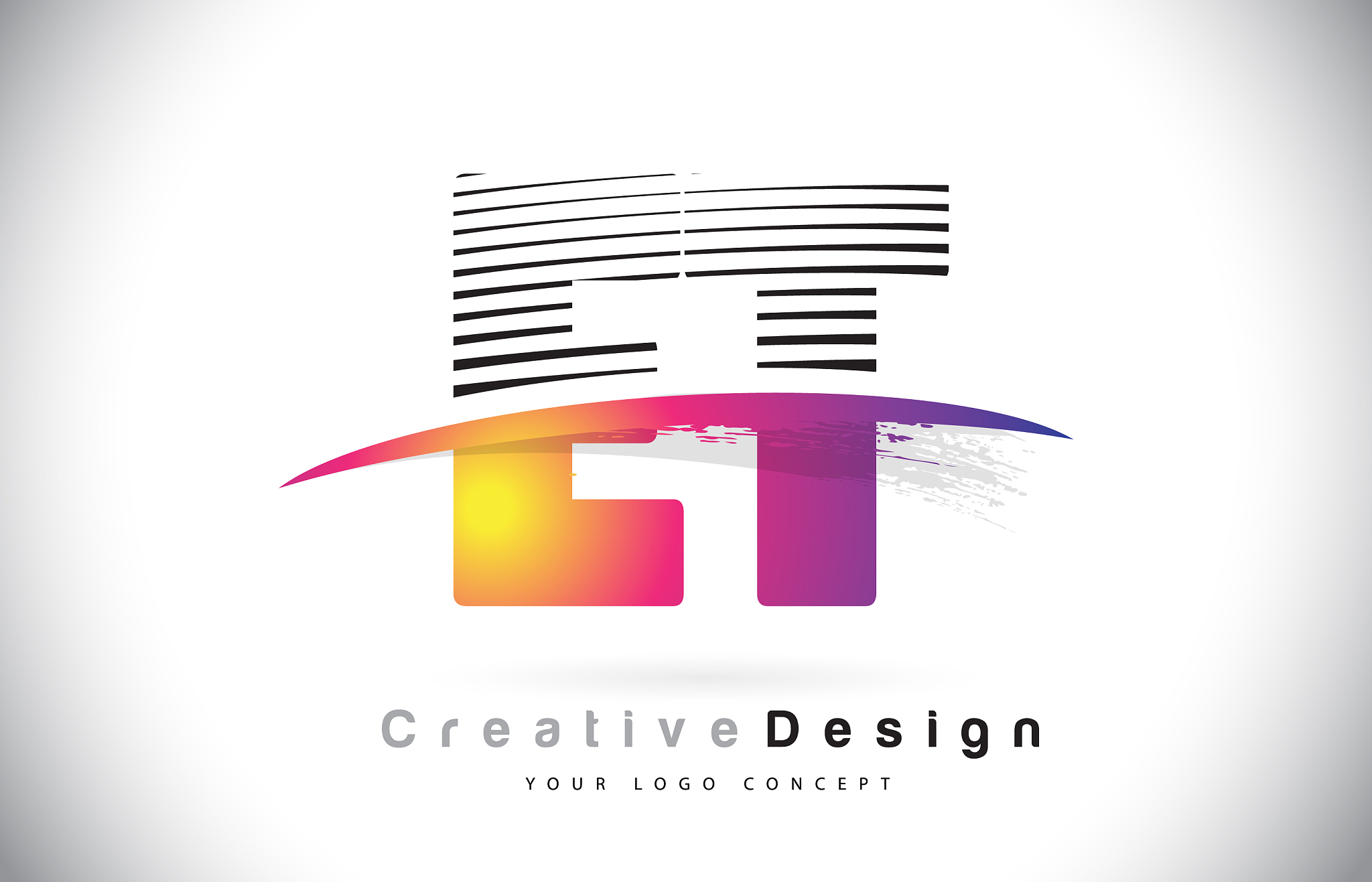 et e t letter logo design with creative lines and