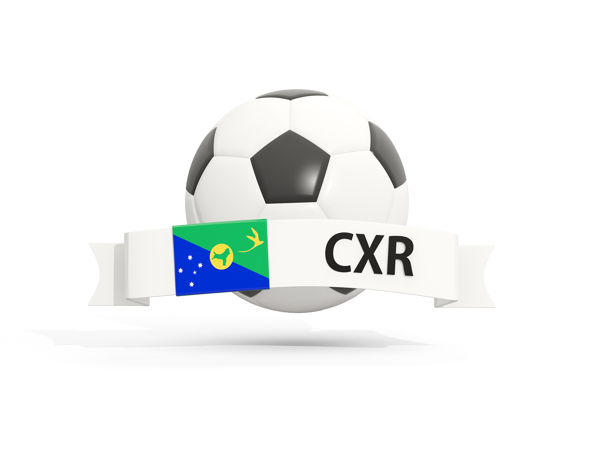 flag of christmas island, football with banner and country code