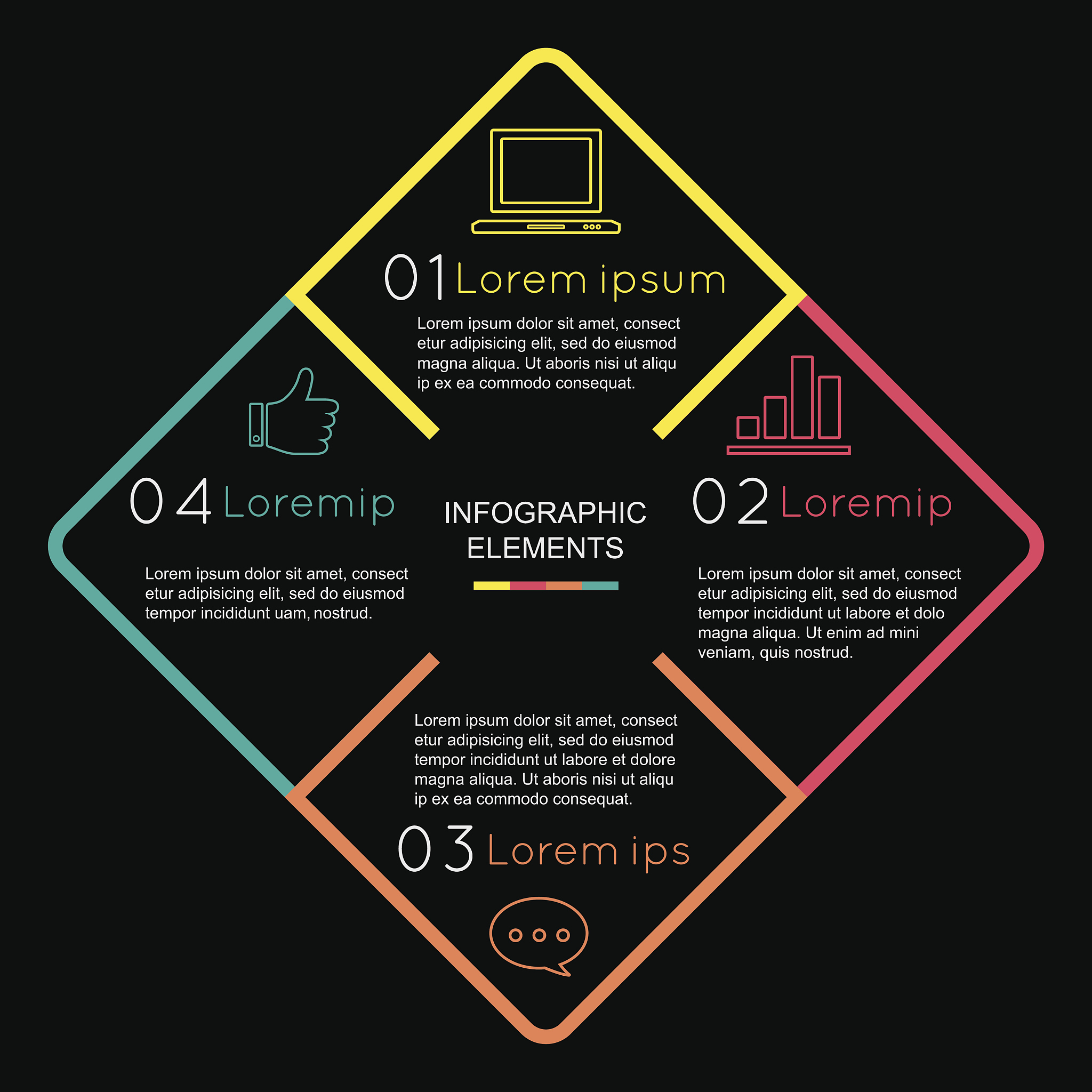 infographic elements with square