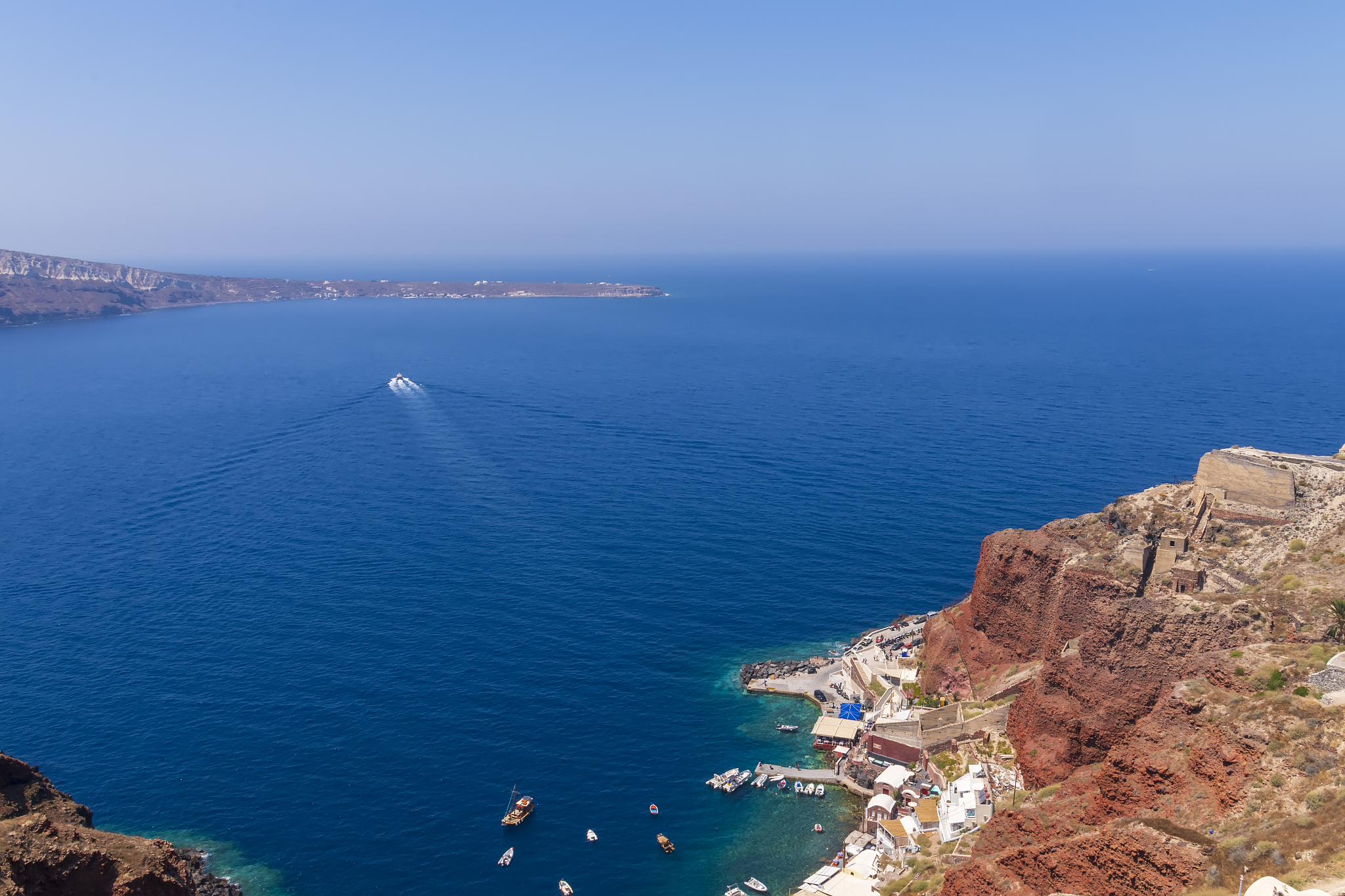 sea view from fira the capital of santorini island in greece