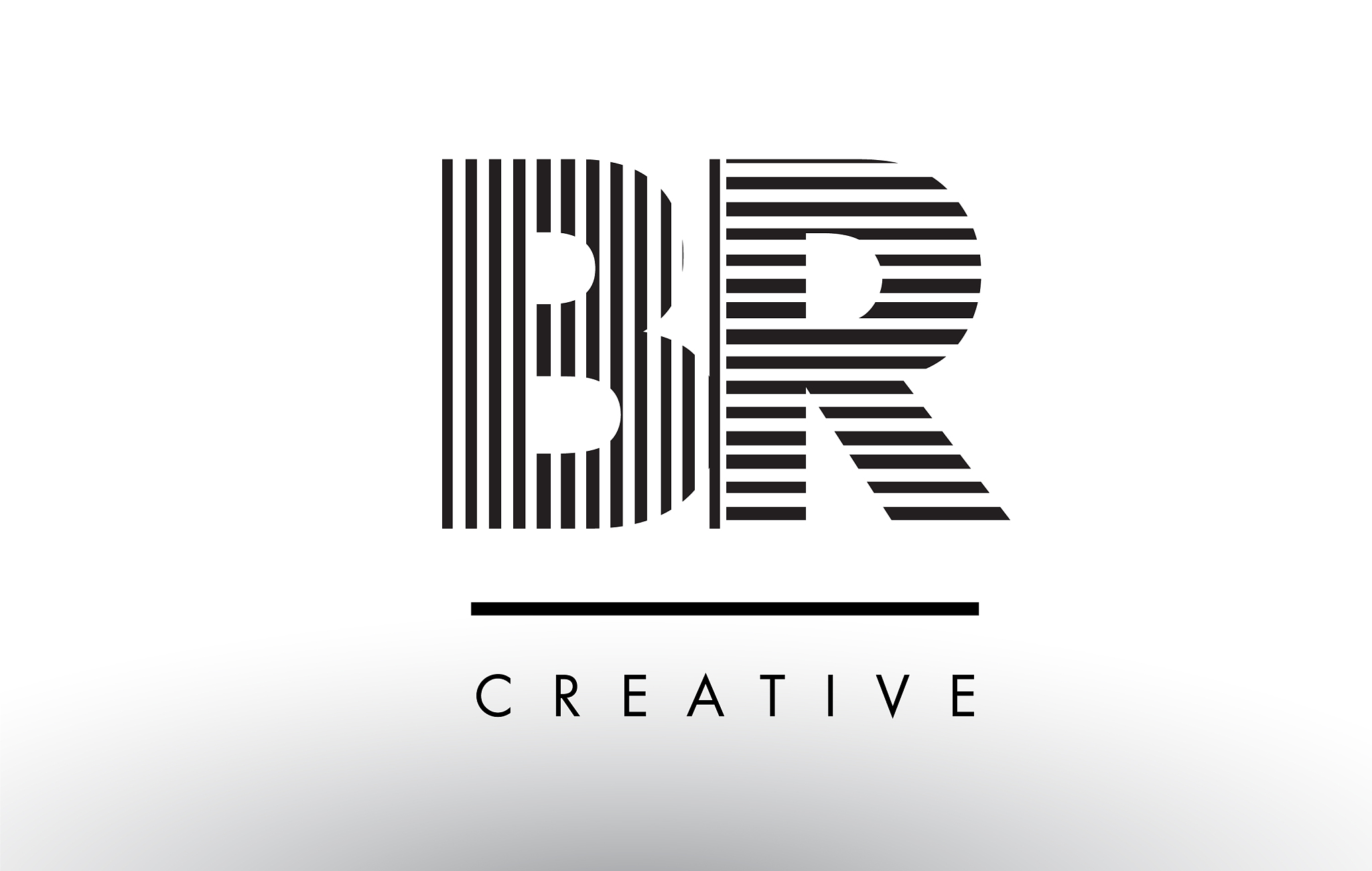 br b r black and white lines letter logo design