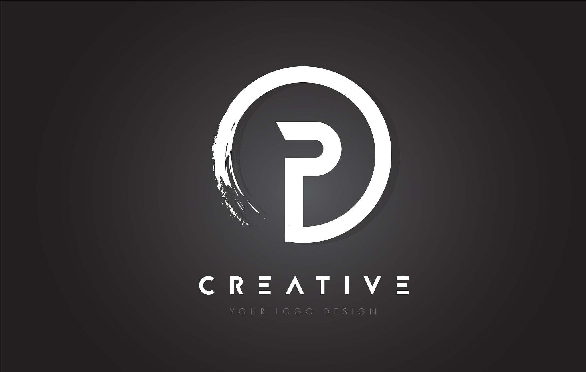 p circular letter logo with circle brush design