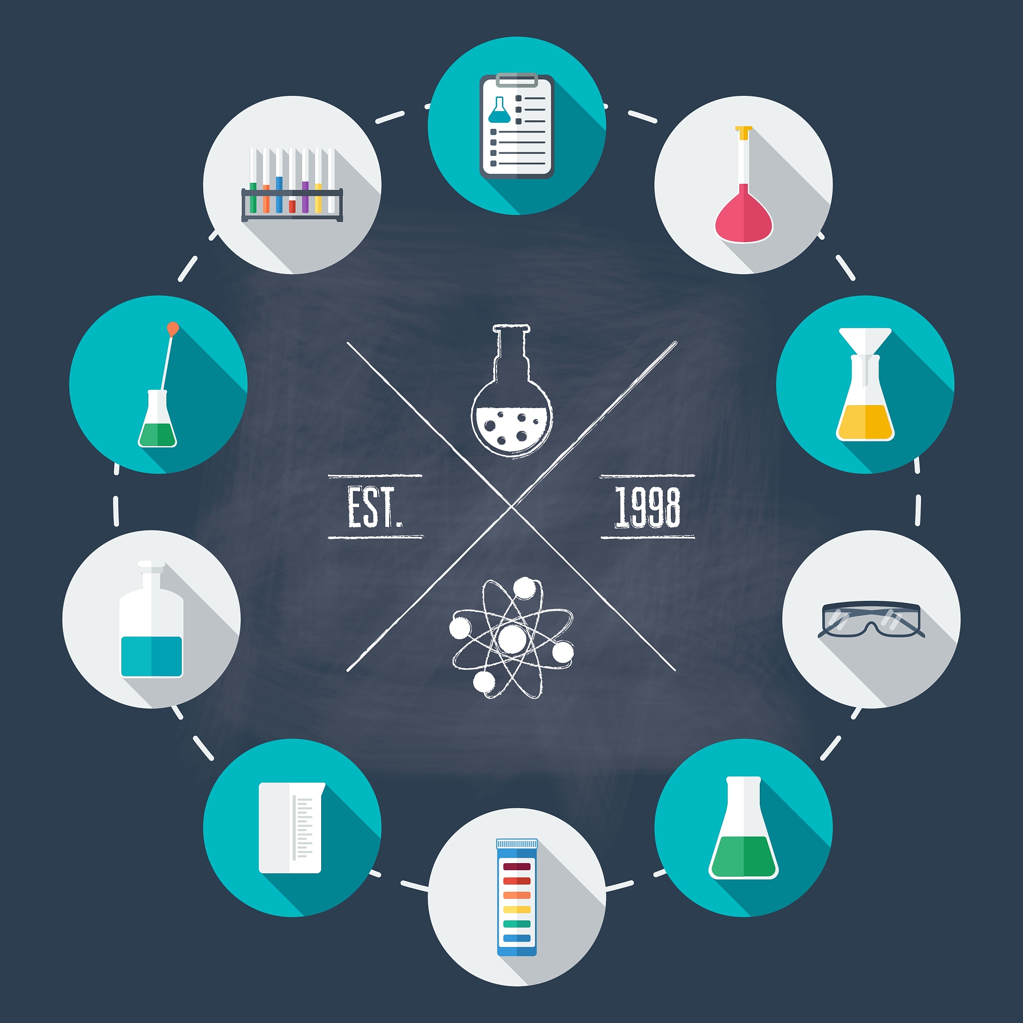 chemical laboratory flat icon set scientific