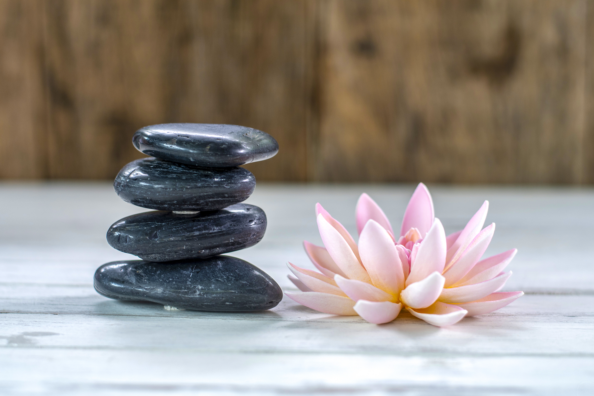 beautiful spa composition on massage table in wellness center