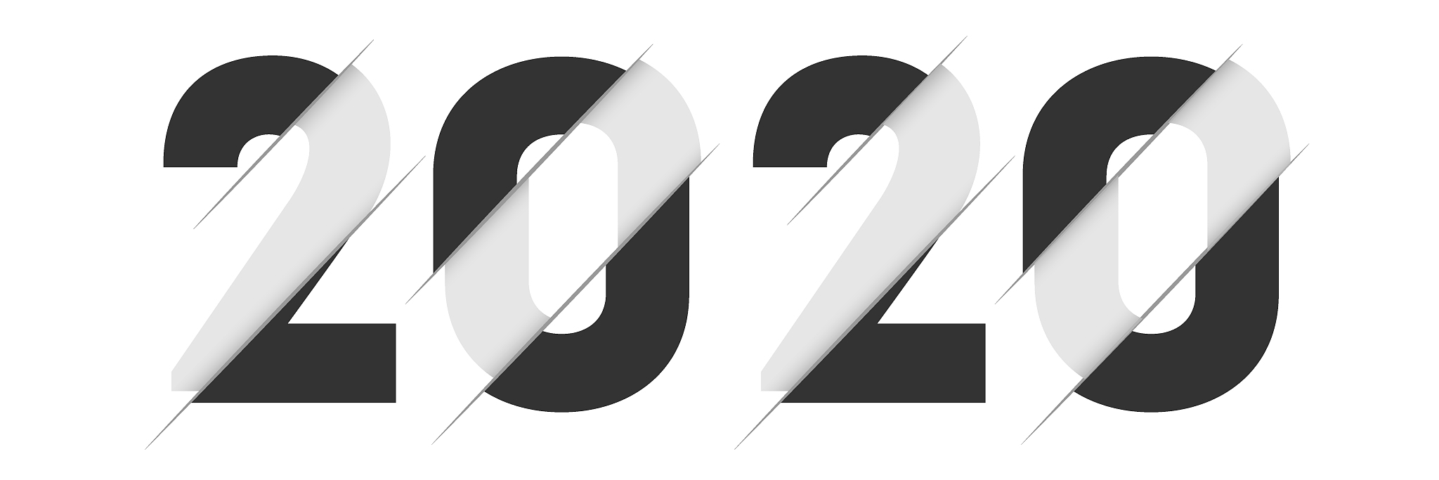 modern initial number 2020 new year cut style logo. simple icon,