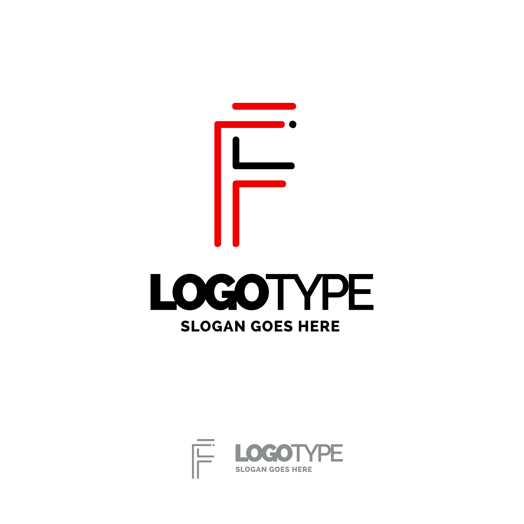 f logo digital logo template black and red logo
