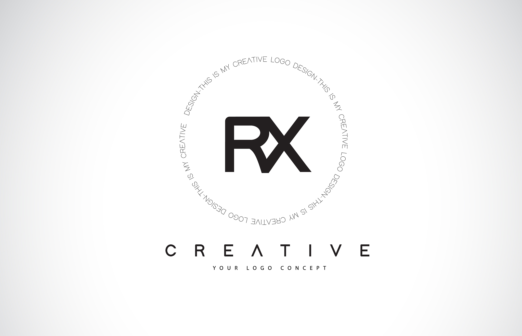 rx r x logo design with black and white creative