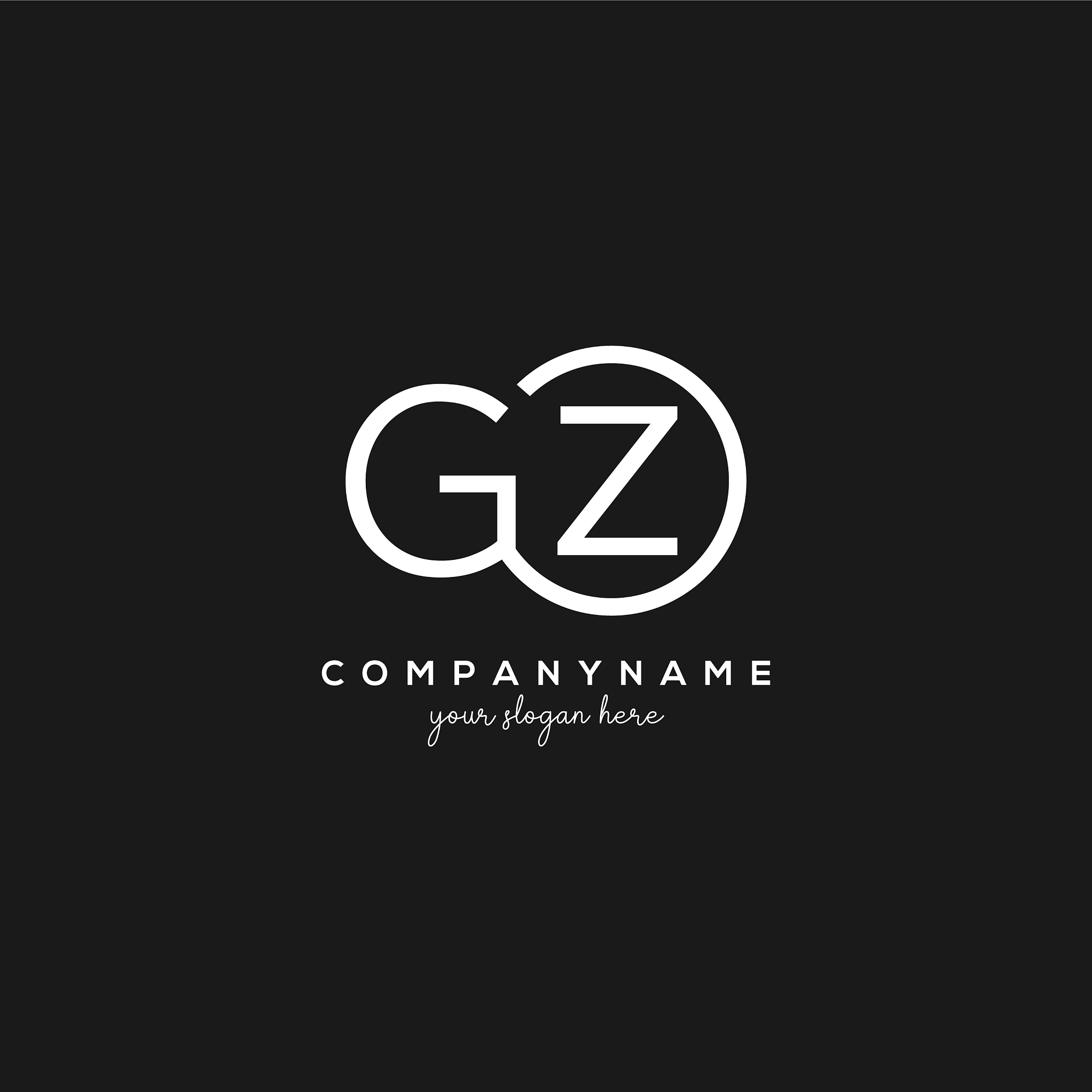 initial gz letter logo with circle template