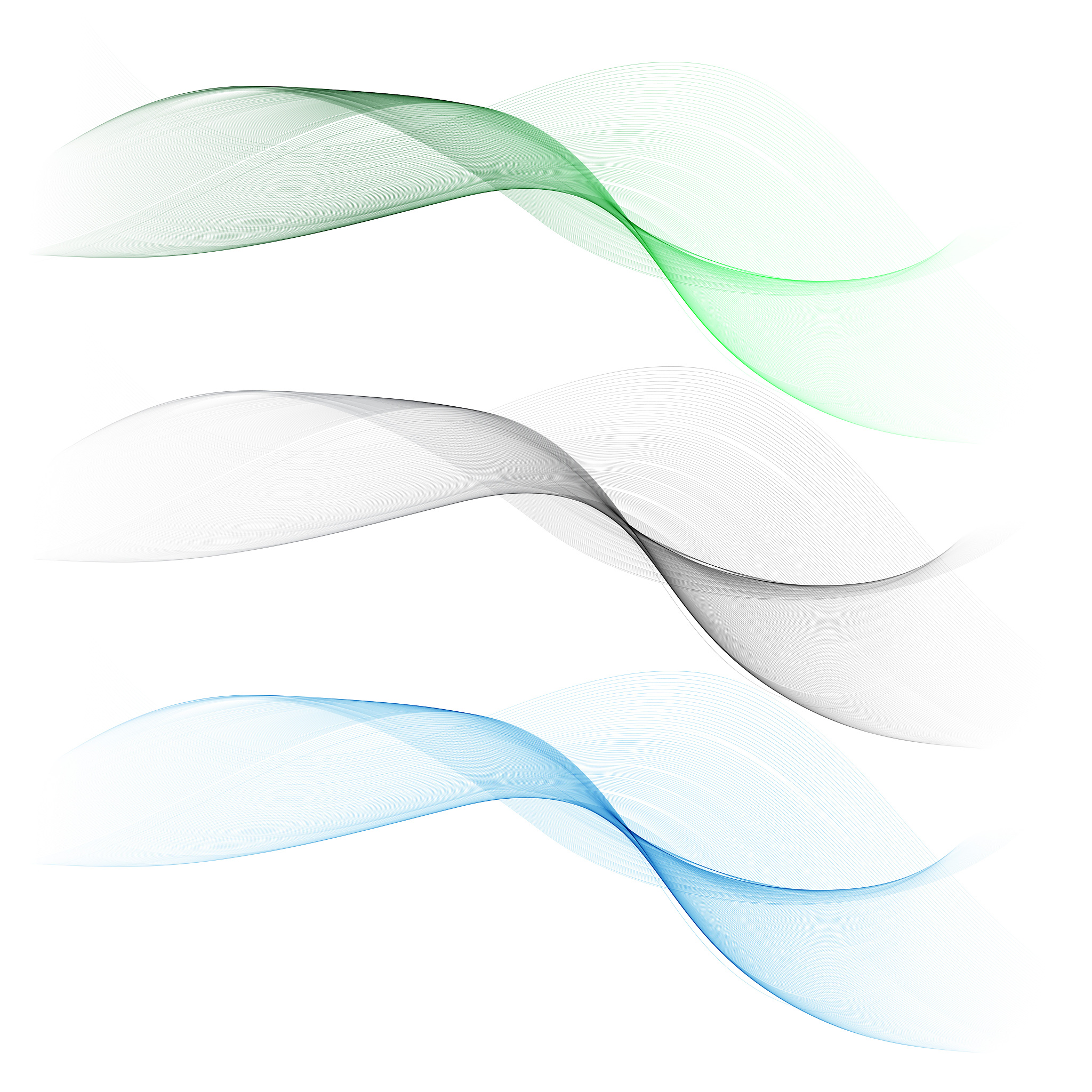 vector set abstract wave pattern. blue wave. green wave.gray wav