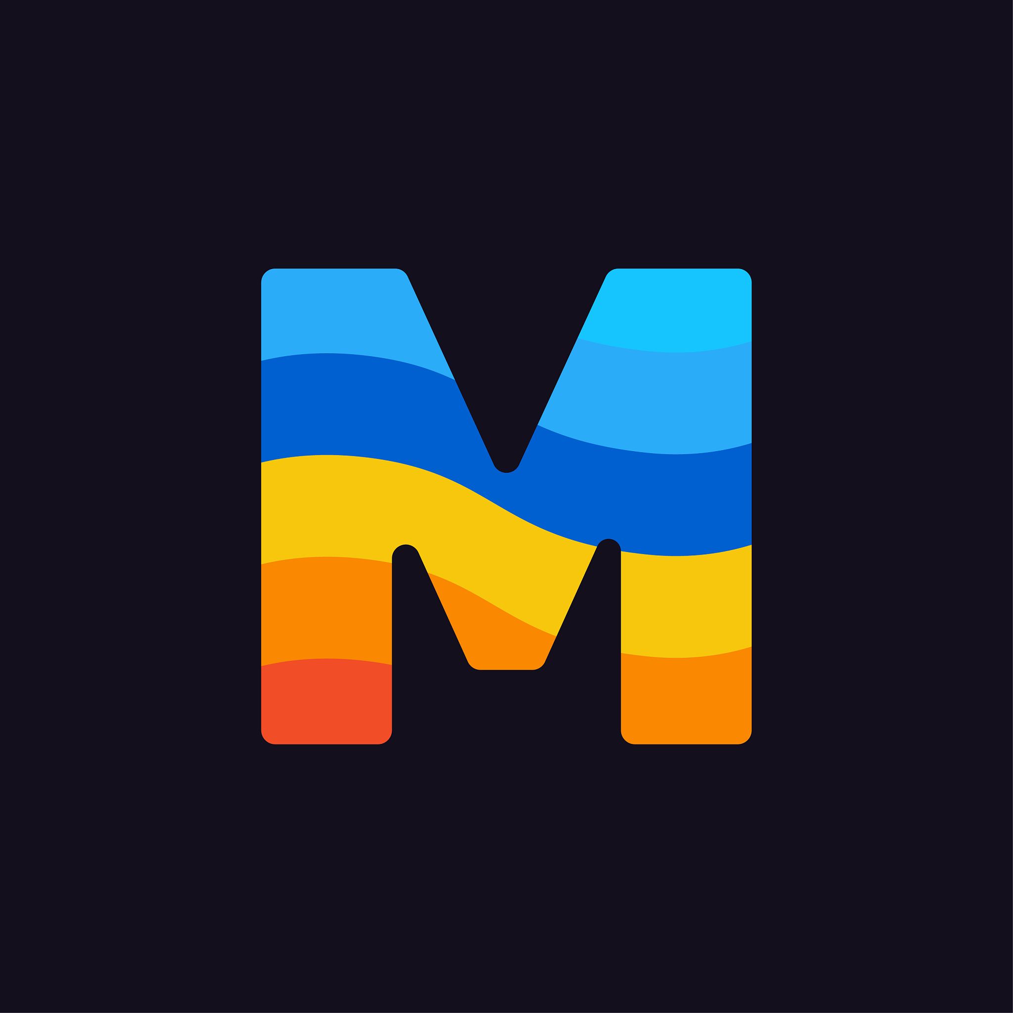 logo letter m colorful blue red orange