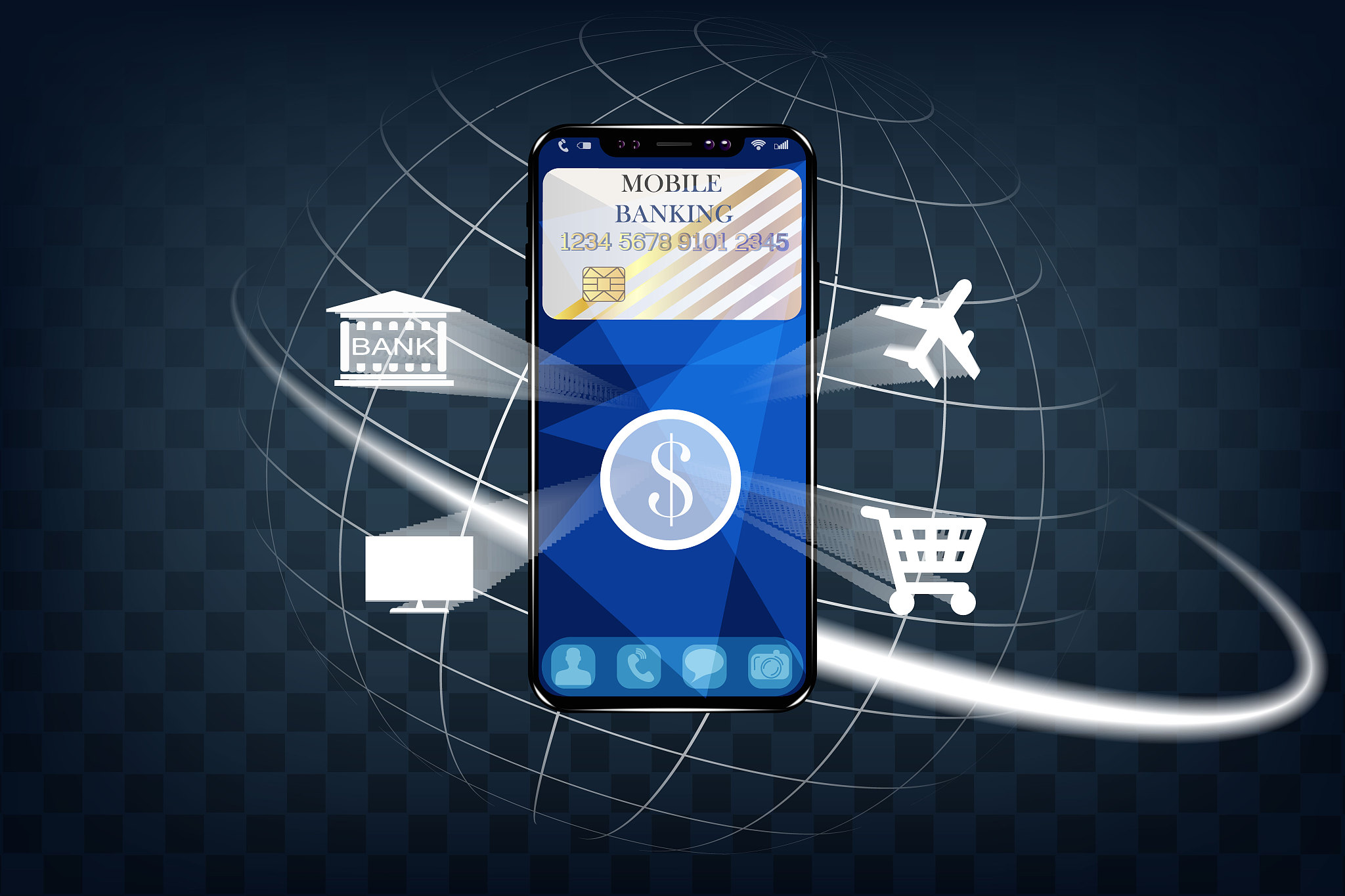 the concept of mobile banking. realistic stylish design.